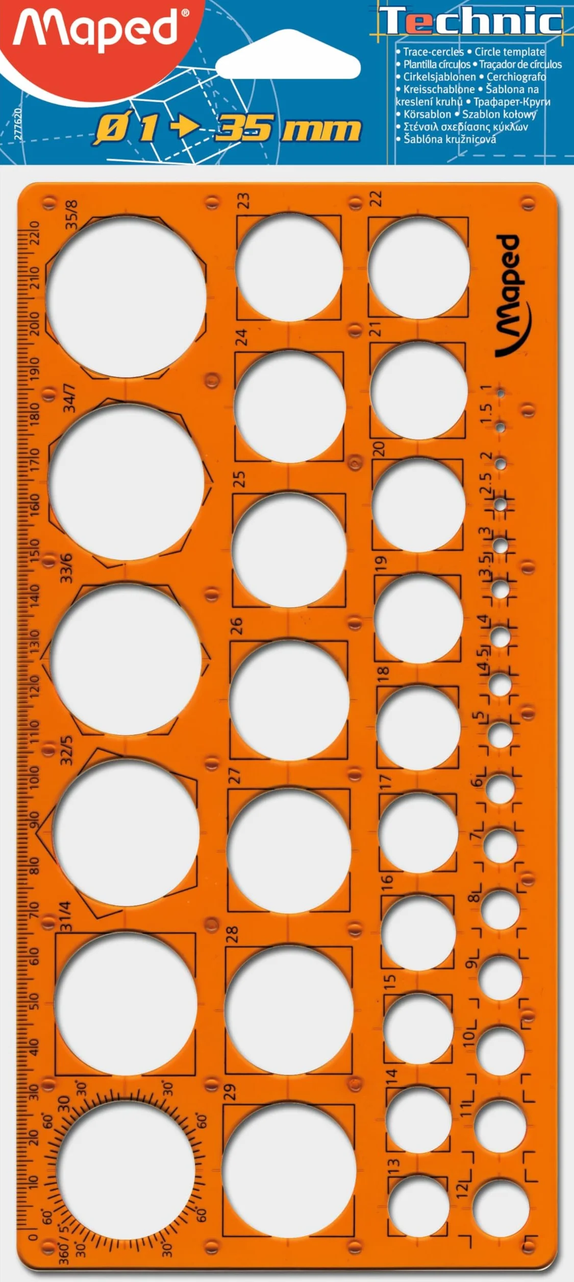 Maped Trazador de Círculos 1-35 mm naranja