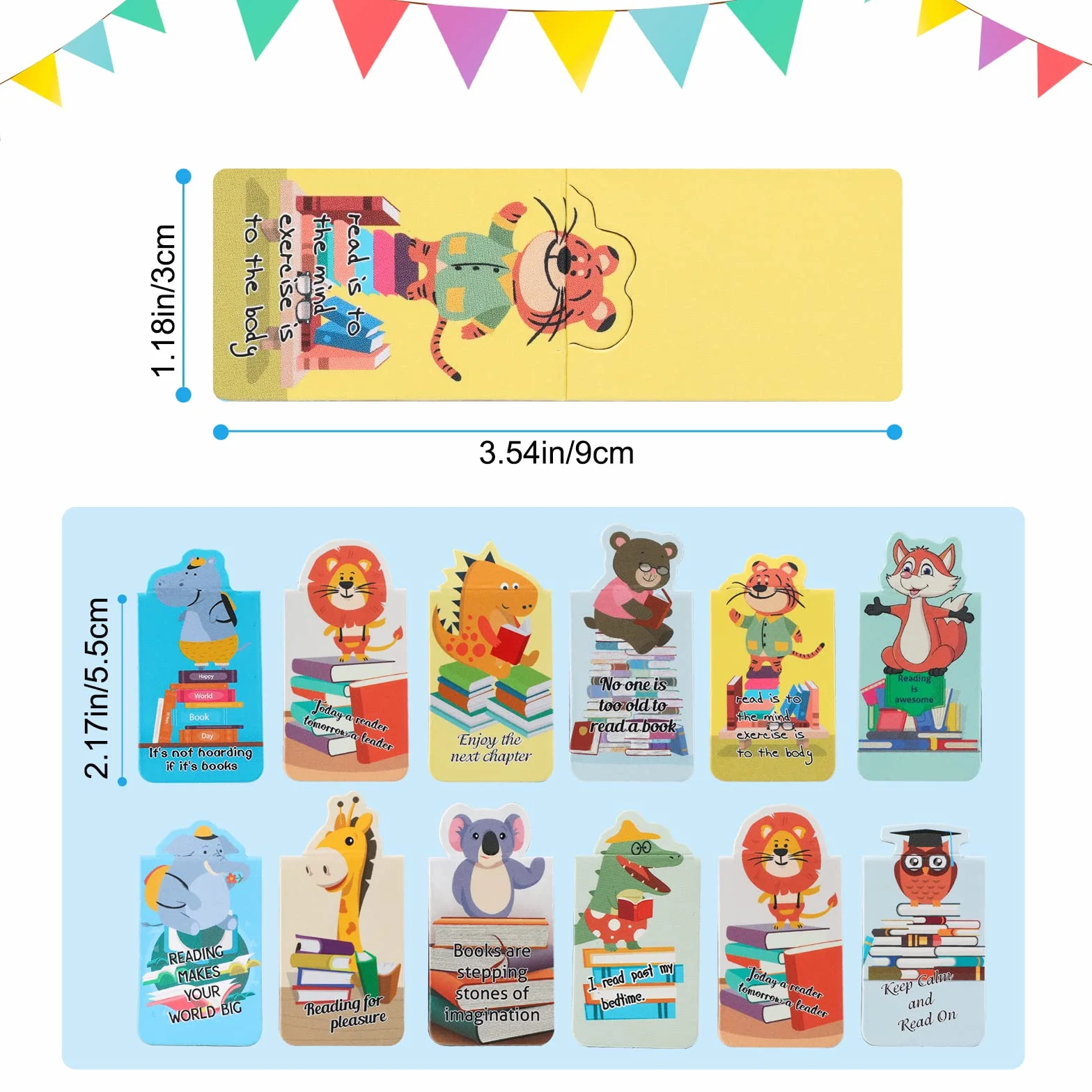 MWOOT marcadores magnéticos animales 24 piezas kit imán para niños escuela oficina lectura 5,5 x 3 cm
