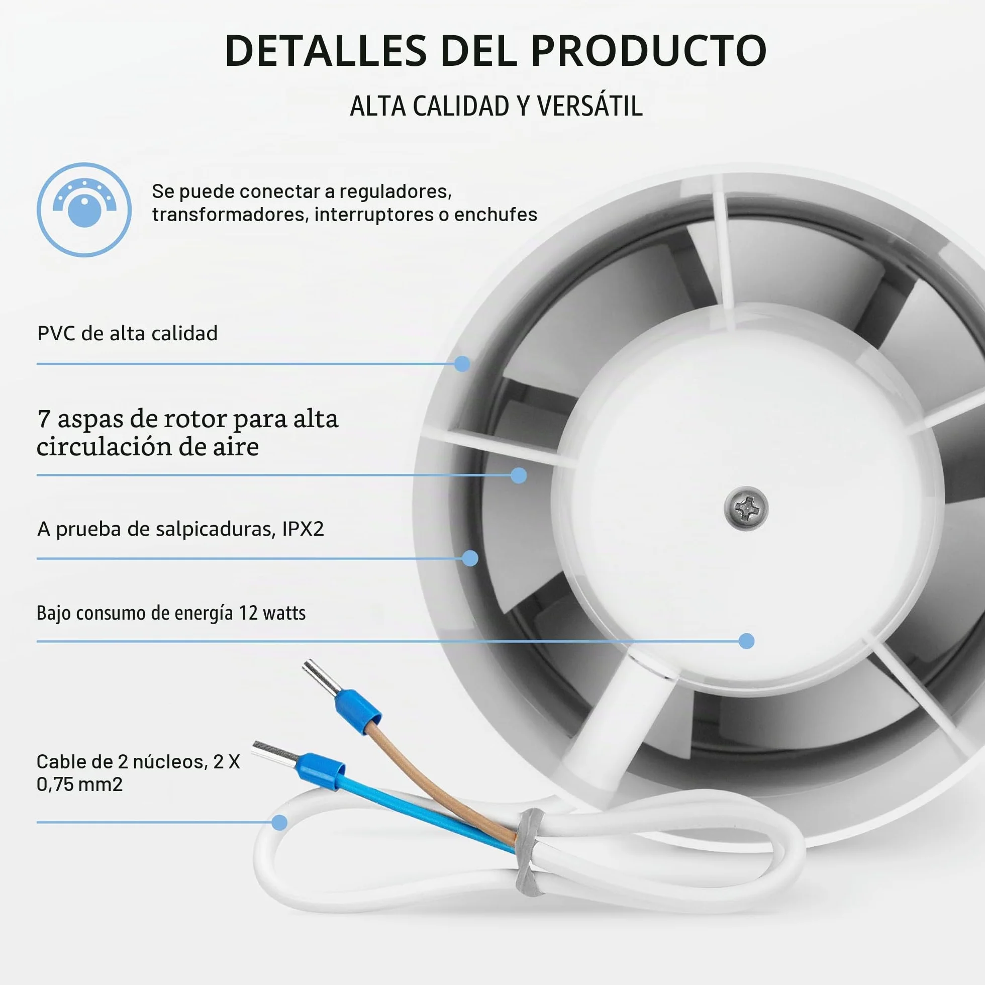 Inline 100mm - Extractor de Ventilador de Conducto Silencioso en Línea 130 m³/h, 32 dB, 12 W