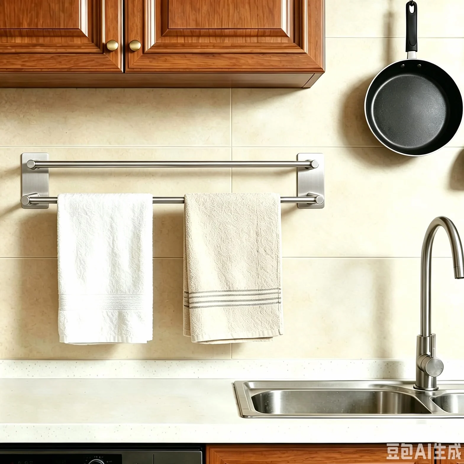 Toalleros de Baño sin Taladro, Doble Toallero Adhesivo de SUS304 Acero Inoxidable, Toallero Pared Antioxidante y Resistente a los Arañazos, Apto para Baño y Cocina (Cepillado Plata, 40cm)