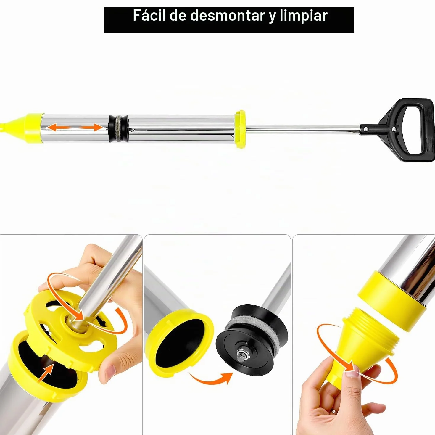 QWORK® Aplicador de Mortero Inoxidable con 5 Boquillas - Pistola de Mortero para Reparar Grietas y Calafateo - Incluye Cabezal de Sellado de Repuesto y Guantes