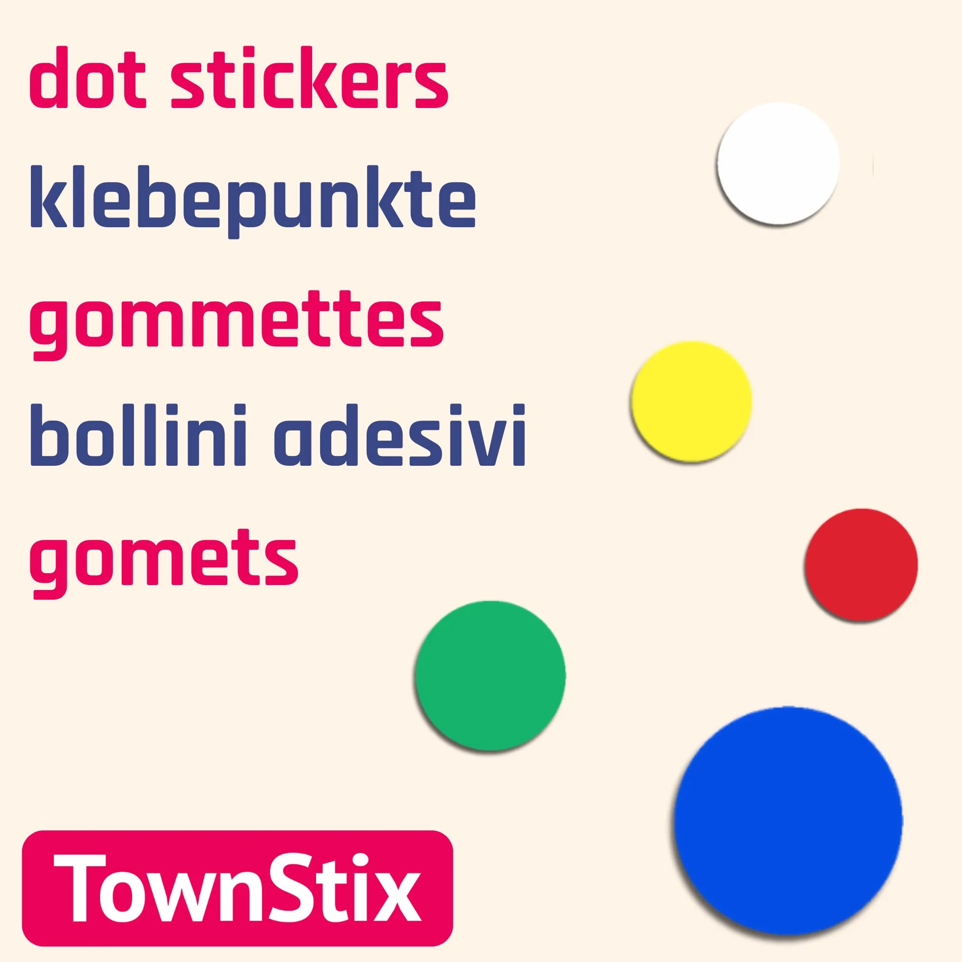 Gomets Colores Surtidos 10mm Pegatinas Redondo Adhesivos Pack 3000 10 Colores