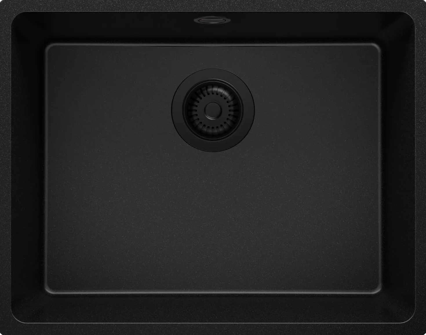 PRIMAGRAN Fregadero bajo Encimera Todo Negro 56x44cm, Cocina 1 Seno + Sifón, Granito al Mueble 60cm - Venecia Easy S067