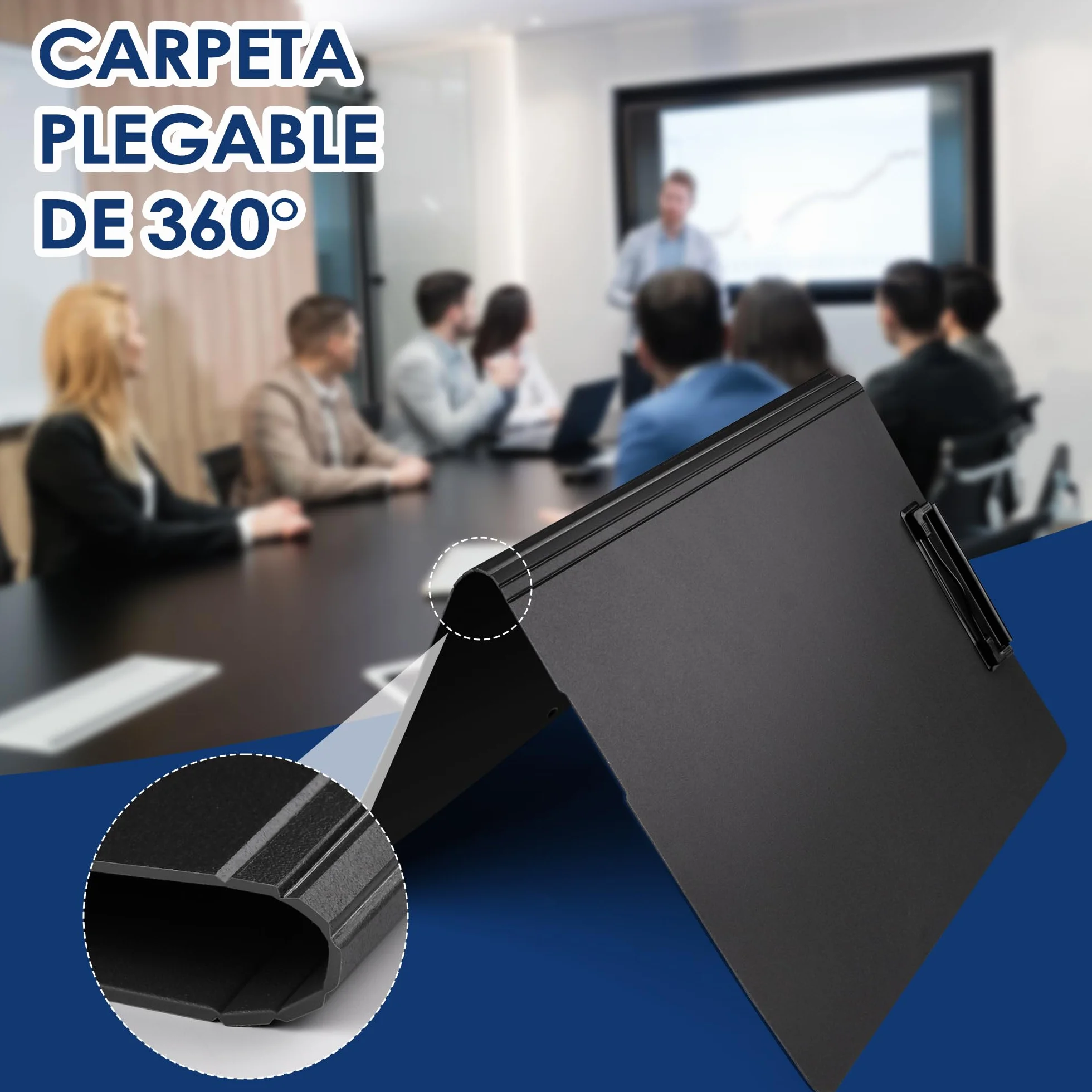 Portapapeles con Pinza A4 Carpetas Plastico Cartella Portadocumenti Espandibile Soffietto Negro