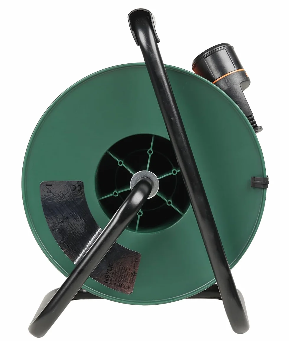 MAXTRACK NV7-25RL, cable de extensión de contacto de seguridad de 25 m con carrete de cable, conexión de enchufe bloqueable, rodillo de cable resistente, 12 kg de tracción, ideal para taller, jardín y