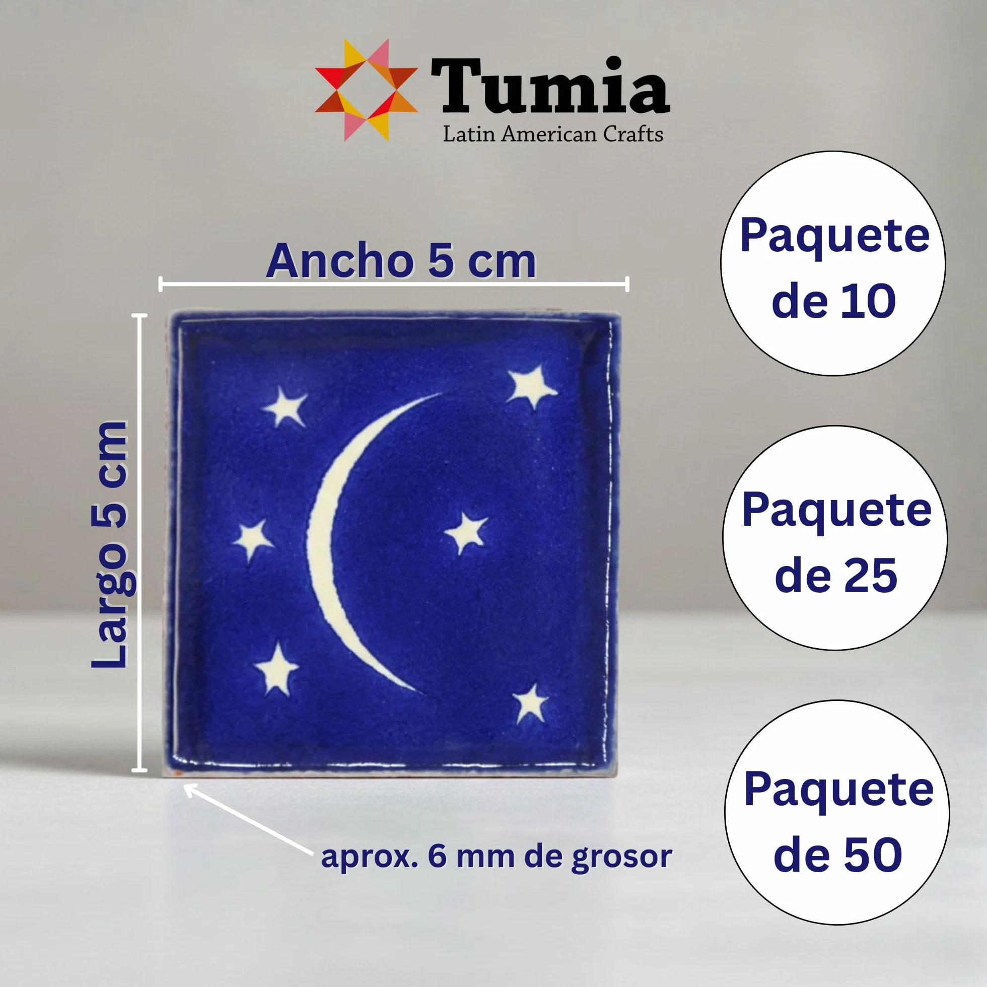 Tumia LAC Azulejos Mexicanos Artesanales de Talavera de 5cm