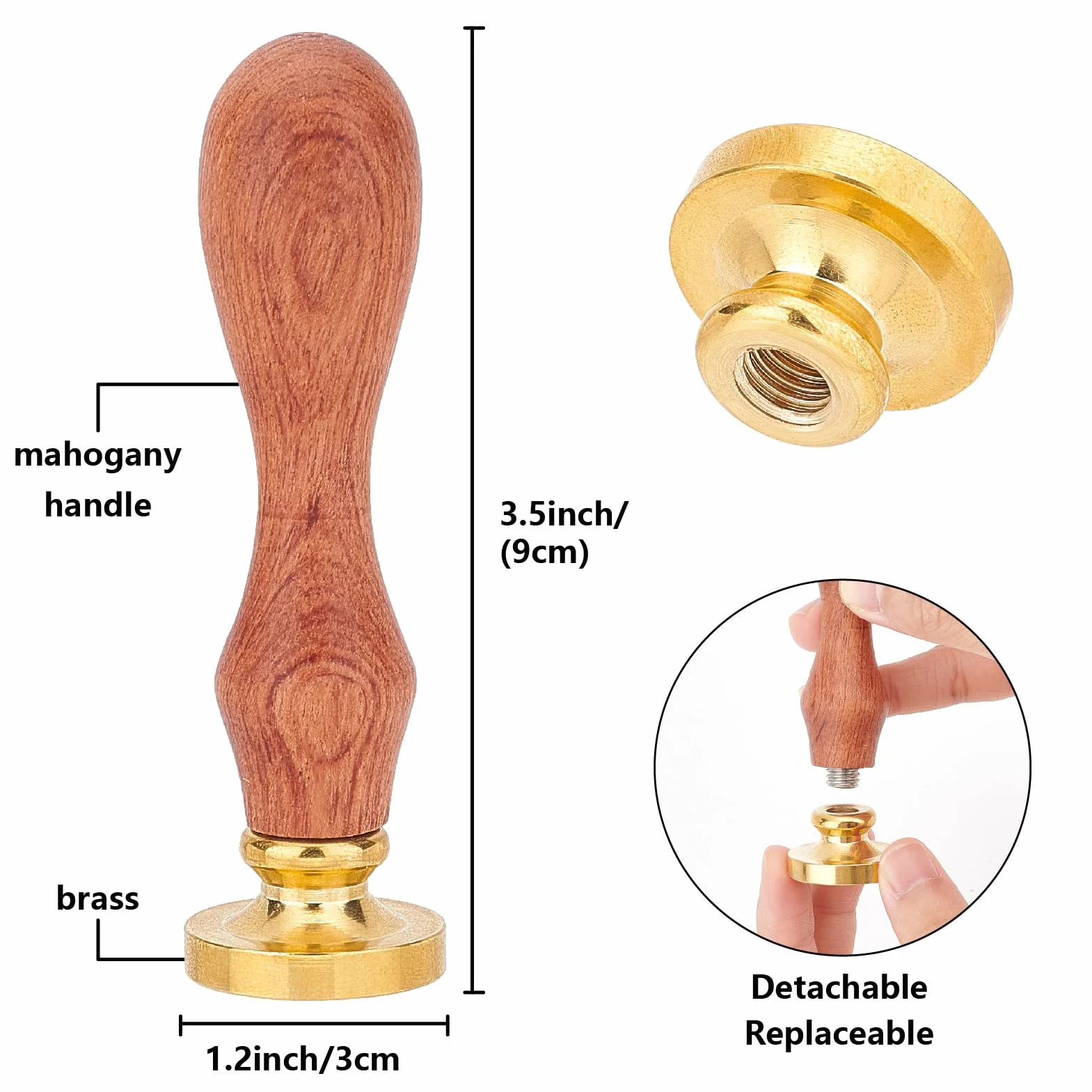 CRASPIRE Sellos de Cera de Calavera de 30 mm Sello de Cera de Sellado Gótico Retro Vintage de Halloween Cabeza de Latón Extraíble con Mango de Madera para Fiestas de Cumpleaños Manualidades