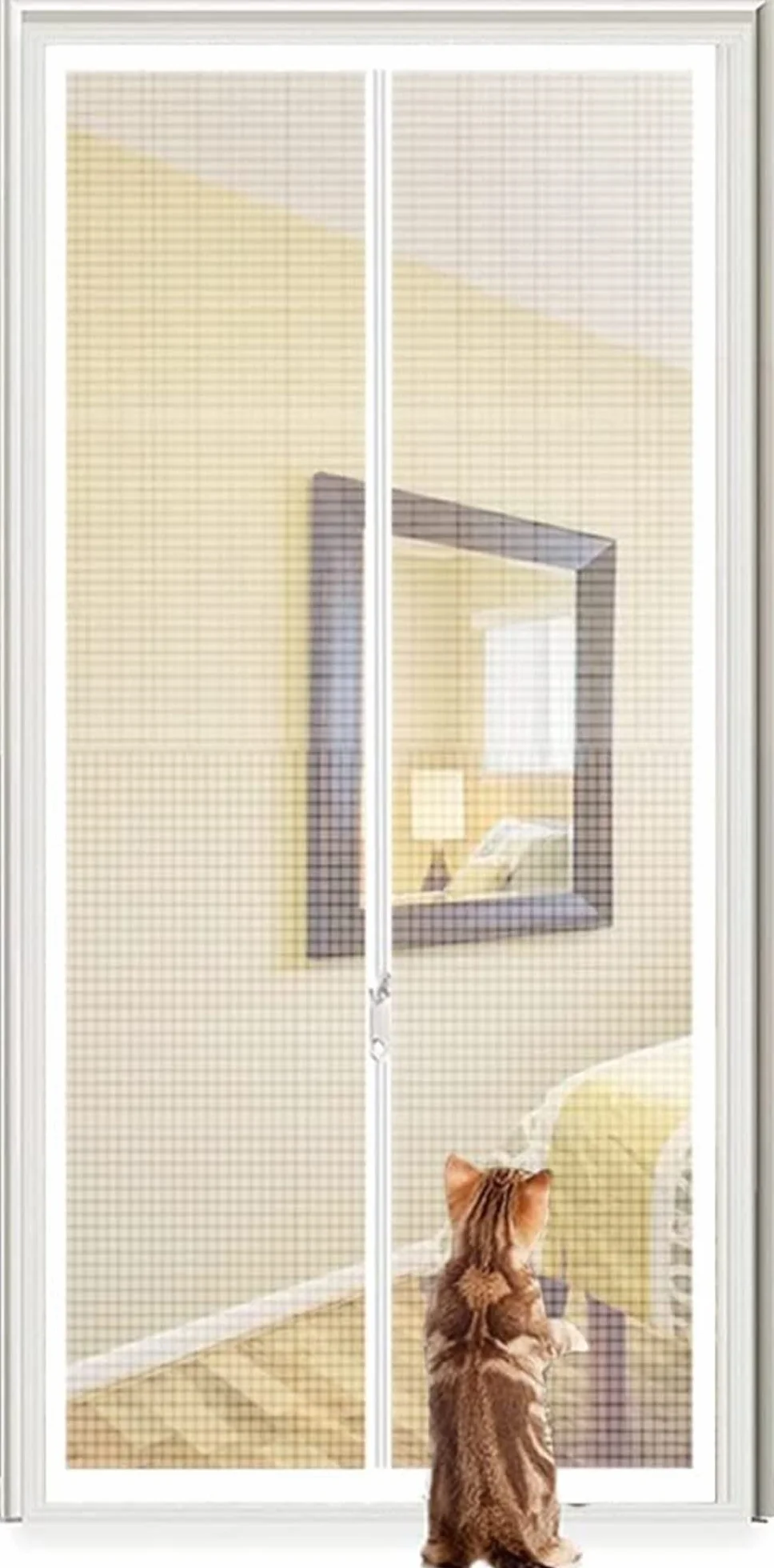 Rejilla para Puerta De Balcón, Apta para Puerta De 130 X 220 Cm, Espesada Y Resistente A Los Gatos para Salón, Dormitorio, Cocina, Terraza (Color : White, Size : 150x220cm)