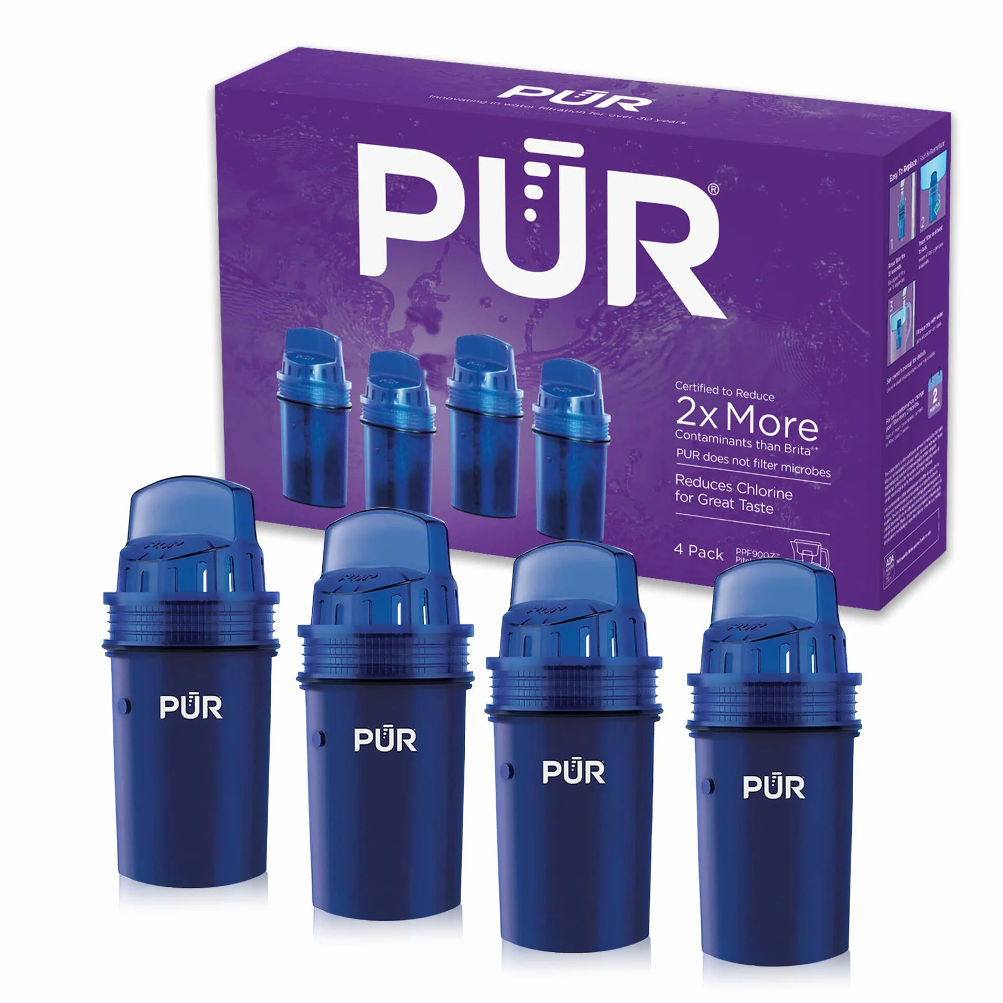 PUR - Filtro de repuesto auténtico para sistema de filtración de jarra agua