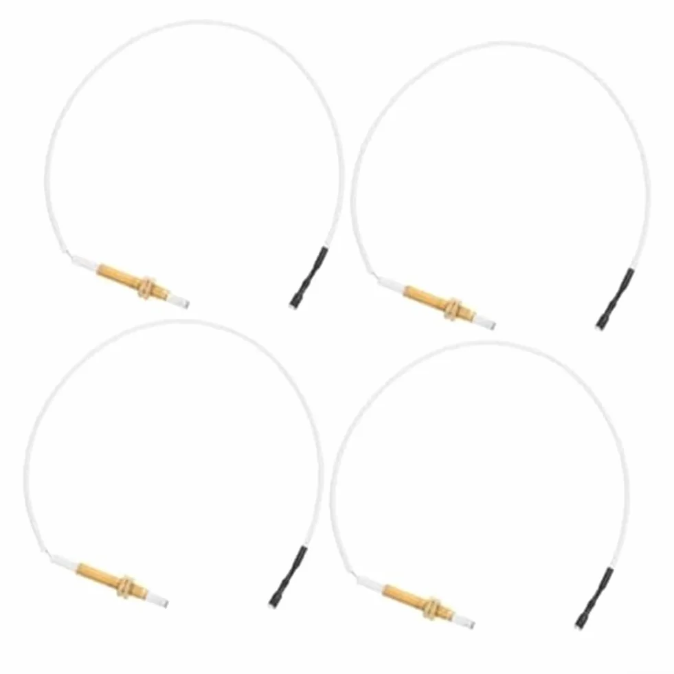 Paquete de 4 electrodos de aguja de encendido para estufa de gas, pieza de reparación de encendedor con cable para reemplazo de quemador de cocina incorporado (4)