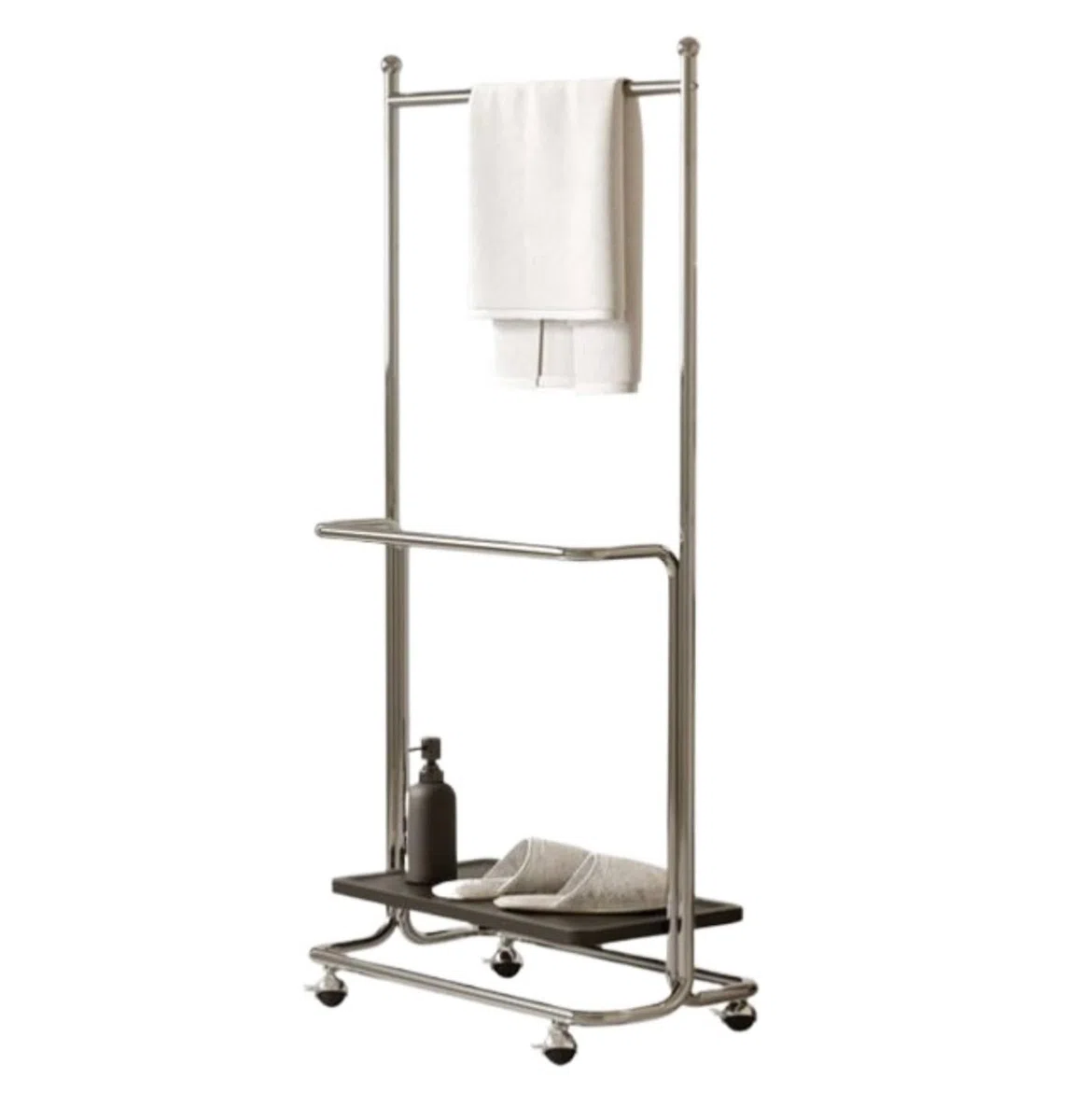 Toallero De Pie Toalleros Independientes con Ruedas For Baño, Perchas, Secadores Y Piscinas Baño Organizador(Black)