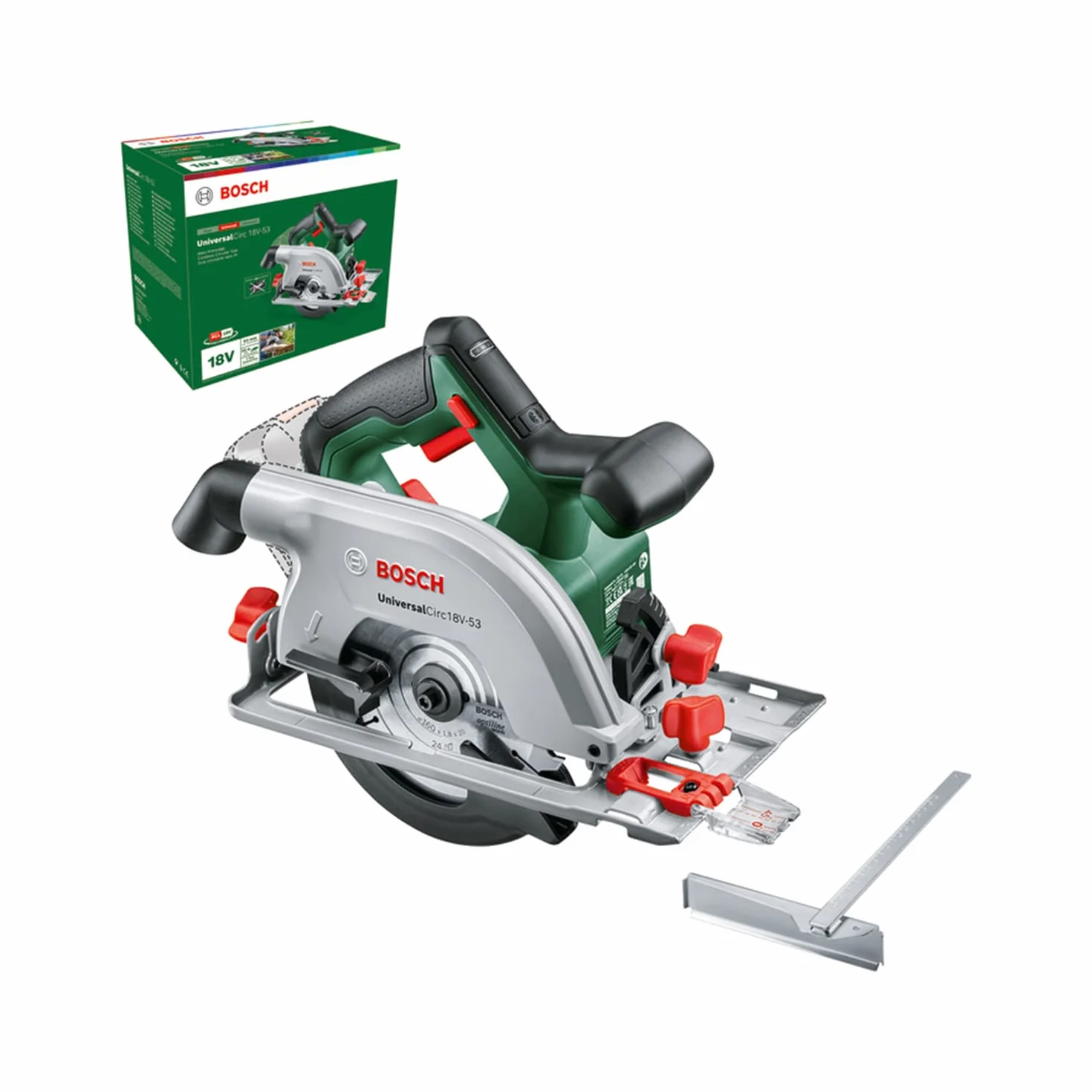 Bosch sierra circular a batería UniversalCirc 18V-53 (para serrar con precisión en madera; profundidad máx. de corte: 53 mm; sistema de 18 V; no incluye la batería)