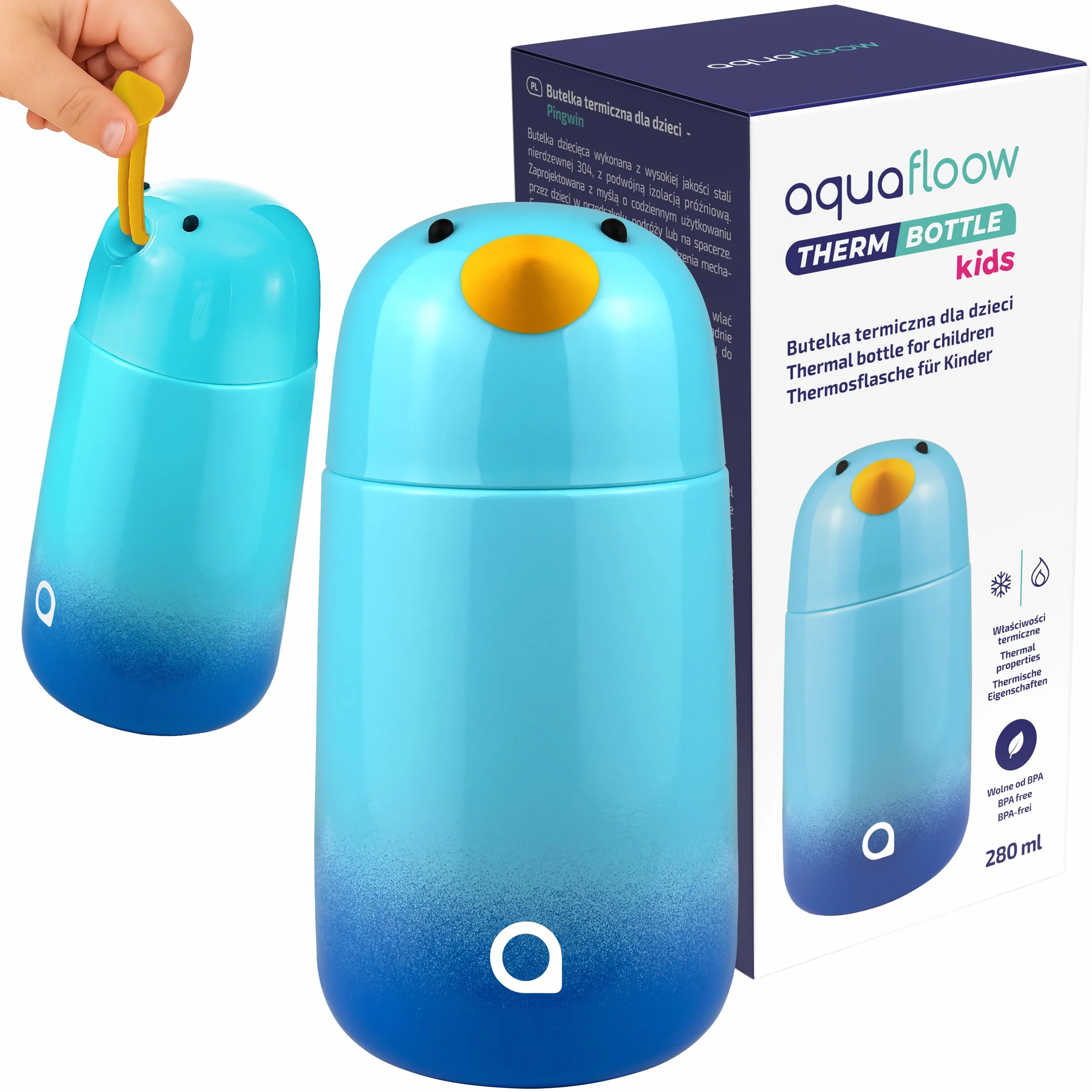 Aquafloow Botella Termica Niños 280ml Acero Inoxidable sin BPA Doble Pared