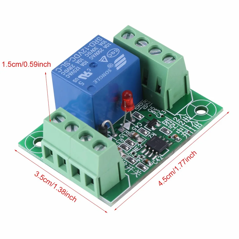 Akozon Módulo de control de relé interruptor biestable de circuito Relé biestable 12V biestable de un solo canal de CC de 12V