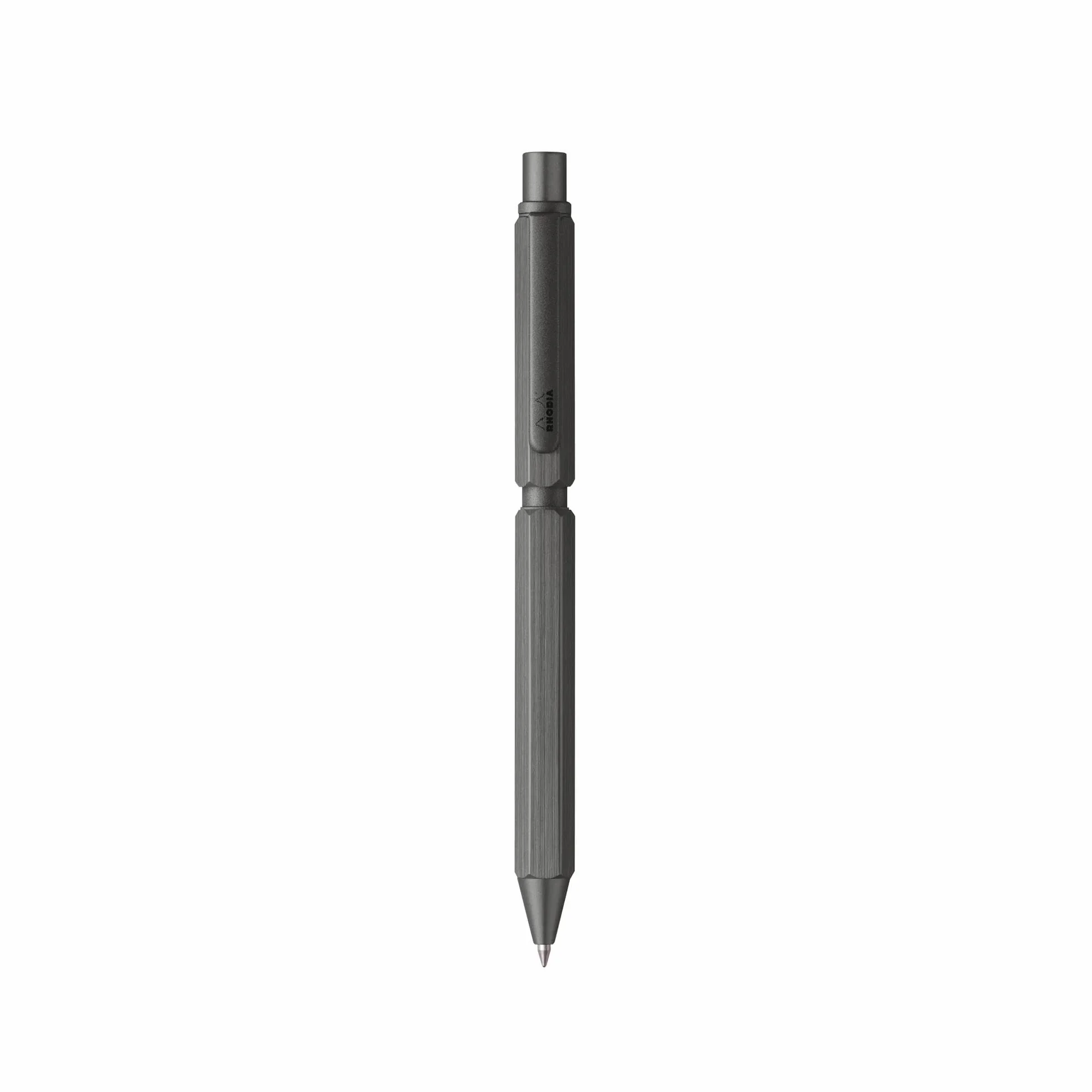 Rhodia 9371C Multipen ScRipt 3-en-1 Stylo-Bille 0,5 mm Noir Rouge Portemine 0,5 mm Corps Aluminium Brossé Titane Rechargeable