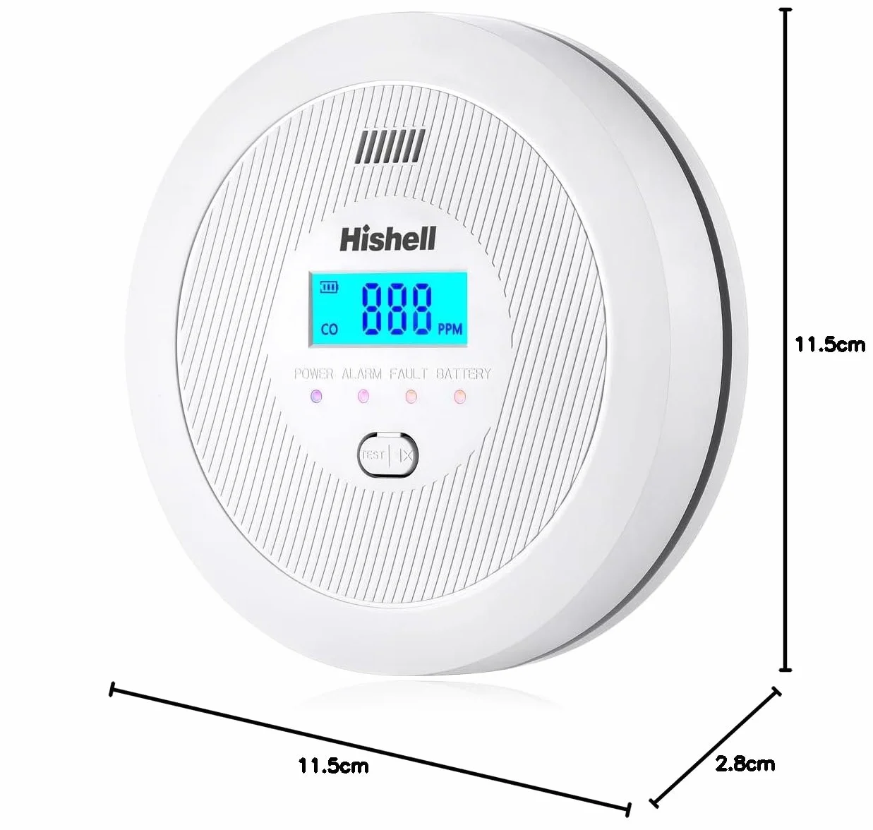 Alarma detectora de monóxido de Carbono, Sensor con Vida útil de 10 años, Monitor Detector de CO con botón de Prueba y Pantalla LCD, Alarma de CO alimentada por batería para el hogar, RV