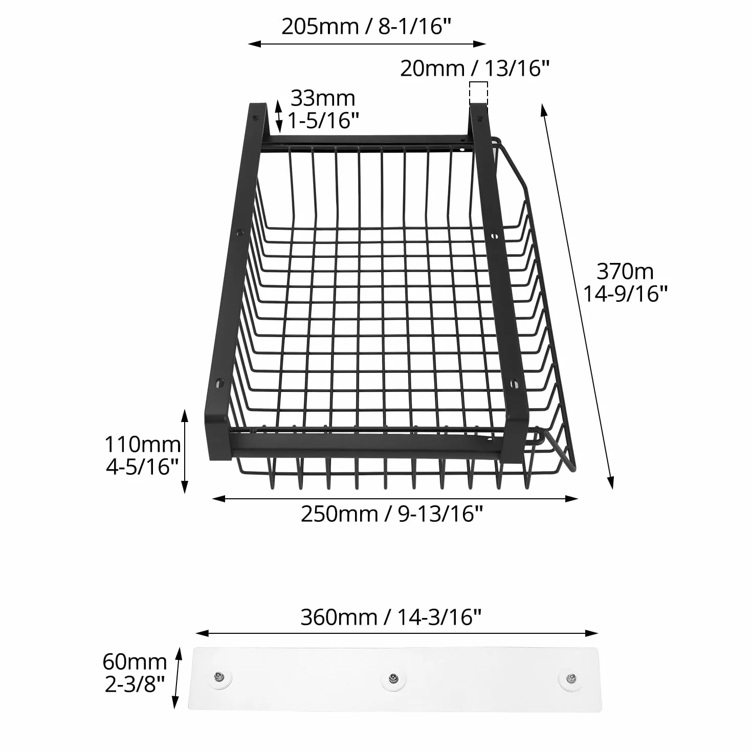 QWORK Cajón debajo de la mesa de metal capacidad de carga 5-10 kg para oficina cocina