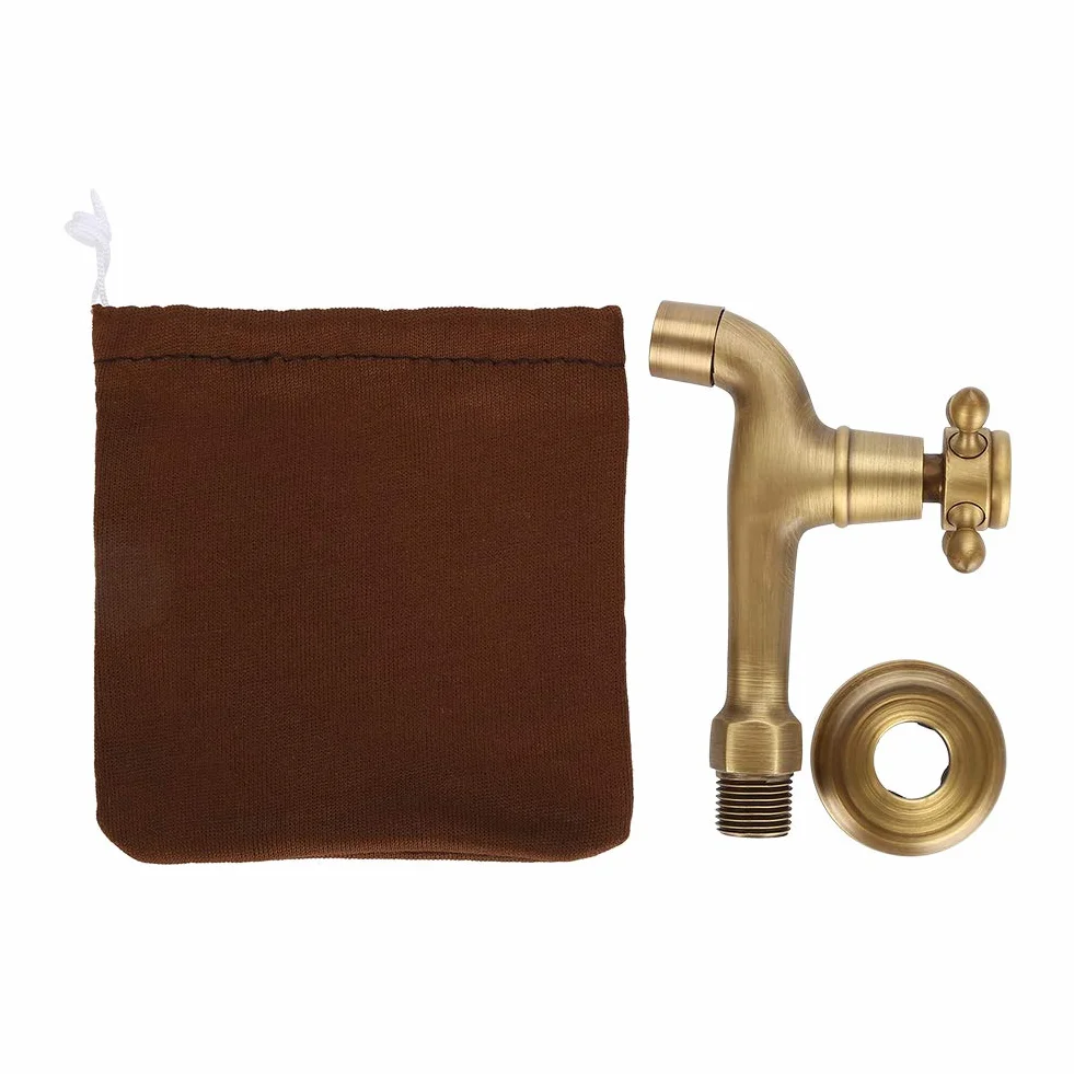 Grifo Vintage de Lavabo Latón en Pared, Acabado Cepillado