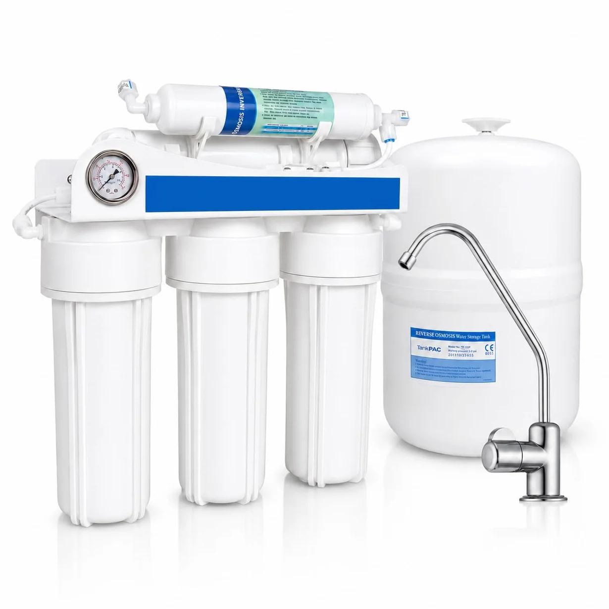 Bbagua EUR-50 – Equipo de Ósmosis Inversa 5 Etapas para Casa | Reduce Cal, Cloro y Sales | Agua Purificada de Baja Mineralización | Sistema Bajo Fregadero con Filtros y Membrana