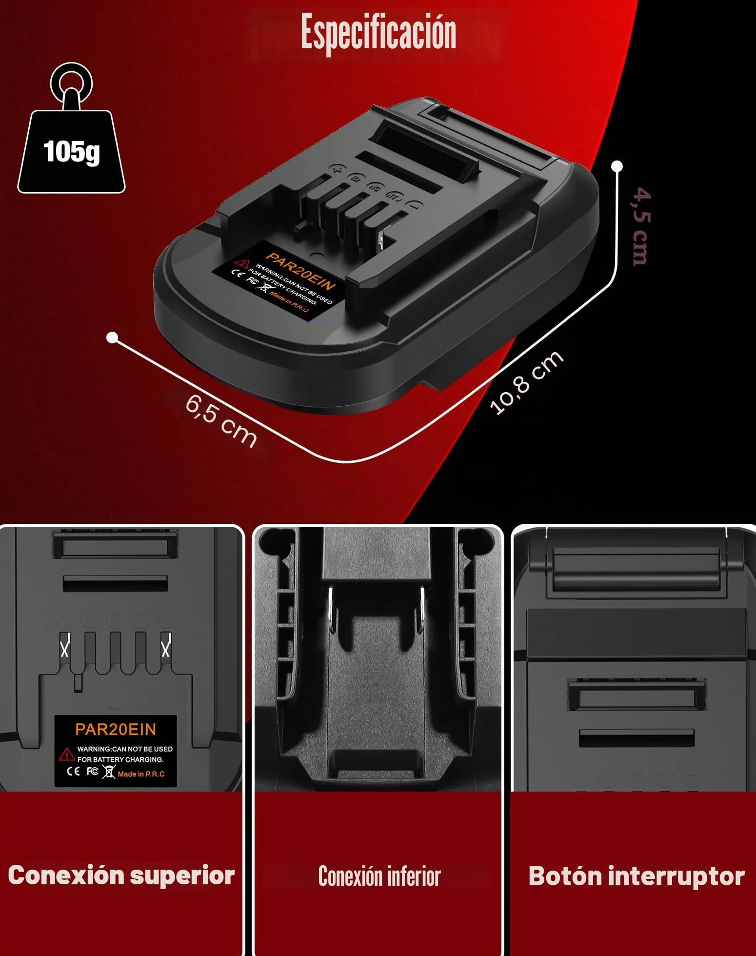 Adaptador de batería Parkside a Einhell, para adaptador de batería Parkside a Einhell, se adapta a baterías de litio Park.side de 20 V, uso para herramientas eléctricas inalámbricas Ein.hell de 18