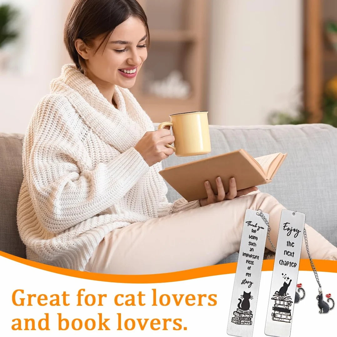 Marcapáginas de Metal con Cadena Anejo de Gato para Amantes de los Libros Regalos de Lectura