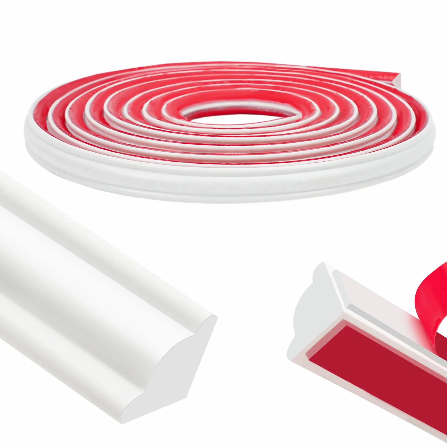 Molduras Pared Autoadhesivas 2,5m - Moldura Decorativa PVC para Paredes y Techos, Borde Flexible para Muebles y Suelos, Pintable & DIY (12mm)
