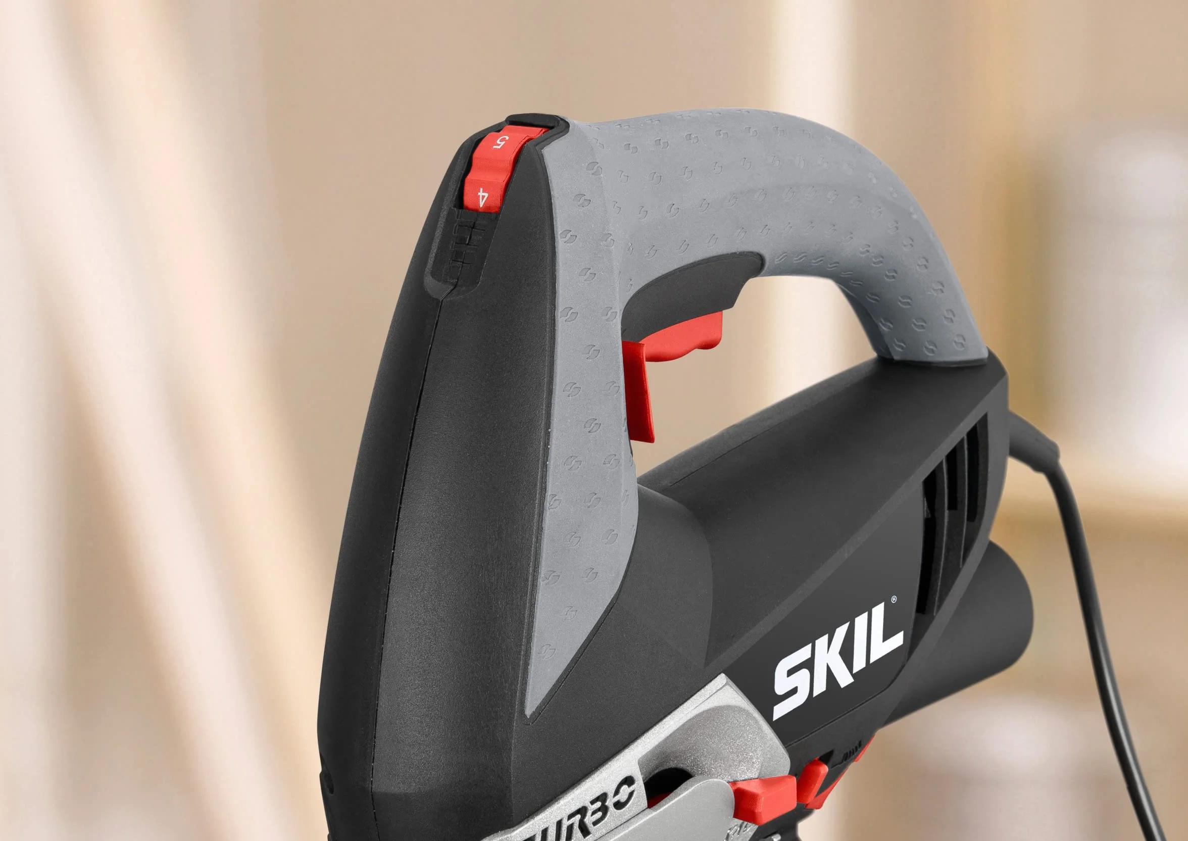 Skil 4381AA - Sierra de calar pendular con variador de velocidad (500 W, conexión para aspirador, soplador)
