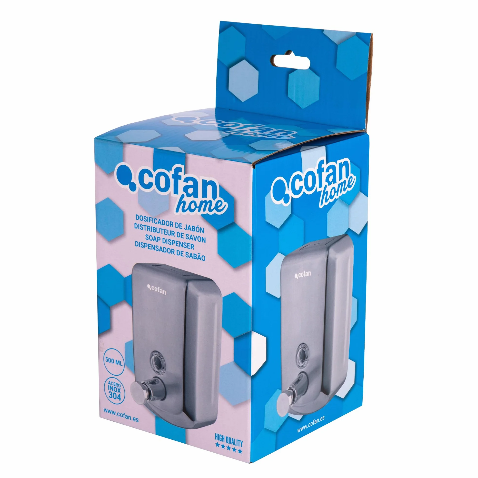 Dispensador de Jabón en Acero Inoxidable 304 500 ml 10 x 6 x 15,5 cm