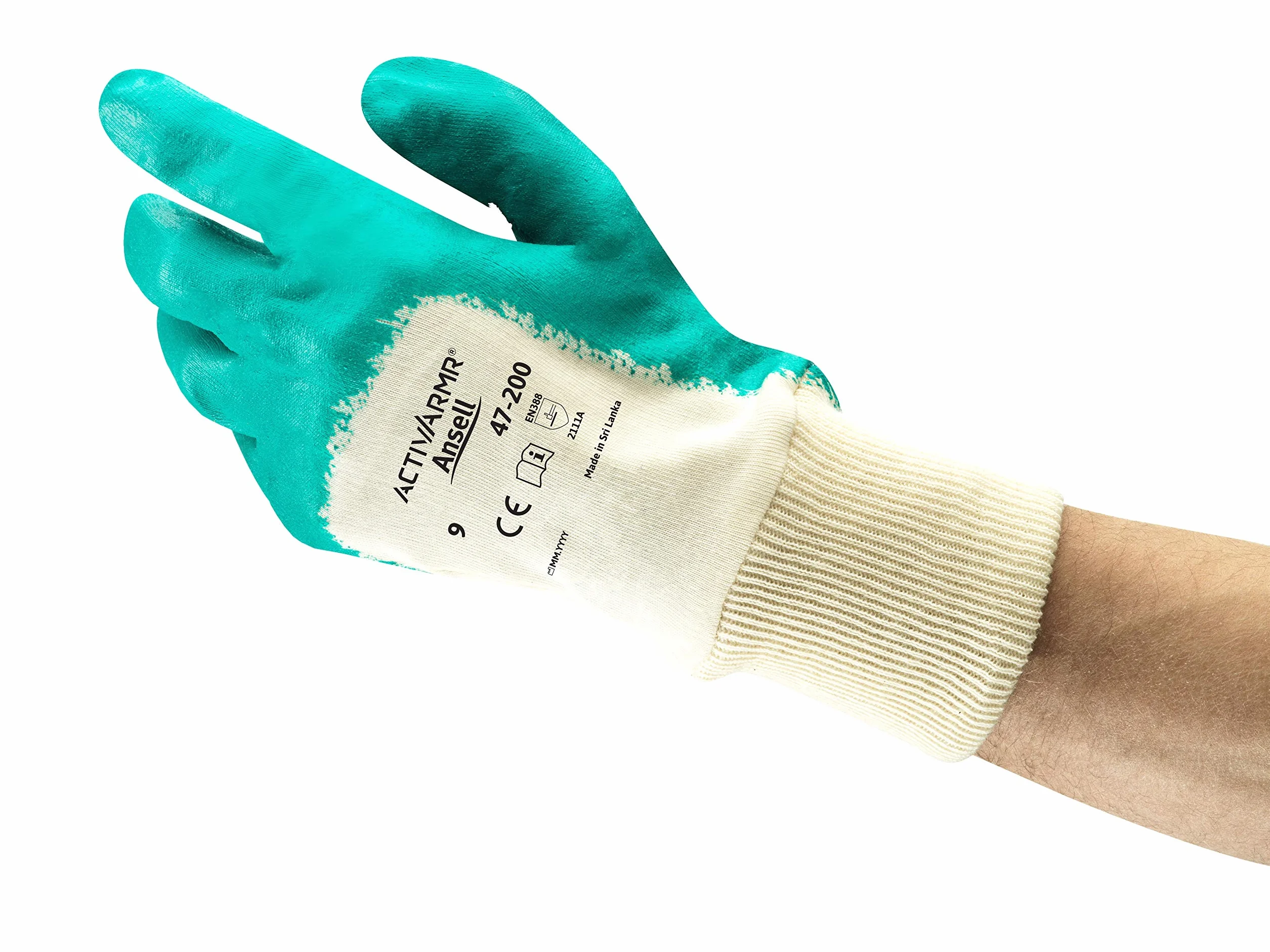 Ansell ActivArmr 47-200 Guantes de Trabajo, Extra-Resistente para Trabajos Pesadas, Resistencia a Cortes y Aceite, Revestimiento de Nitrilo sin Silicona, Talla S (12 Pares)