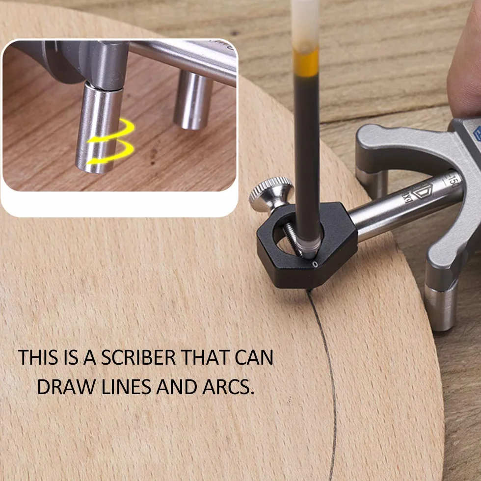 Madera Arco lineal doble uso Escritor Línea Dibujo Herramienta Multifuncional DIY Madera Trabajo Escriba Herramientas