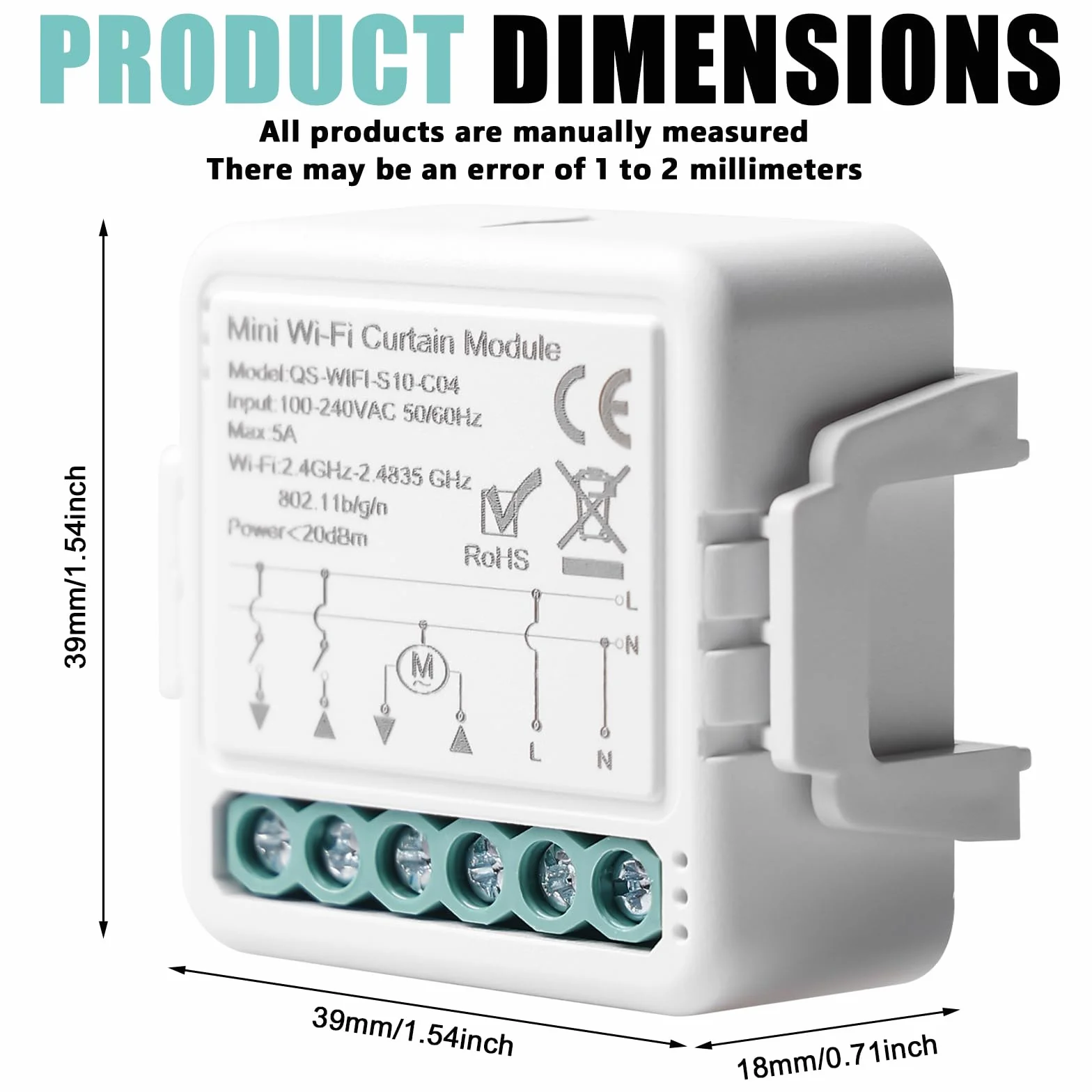Módulo de interruptor inteligente de persiana Tuya WiFi, módulo de interruptor de persiana inteligente de 2,4 GHz, control inteligente de persiana Alexa, control de aplicación, temporizador para motor