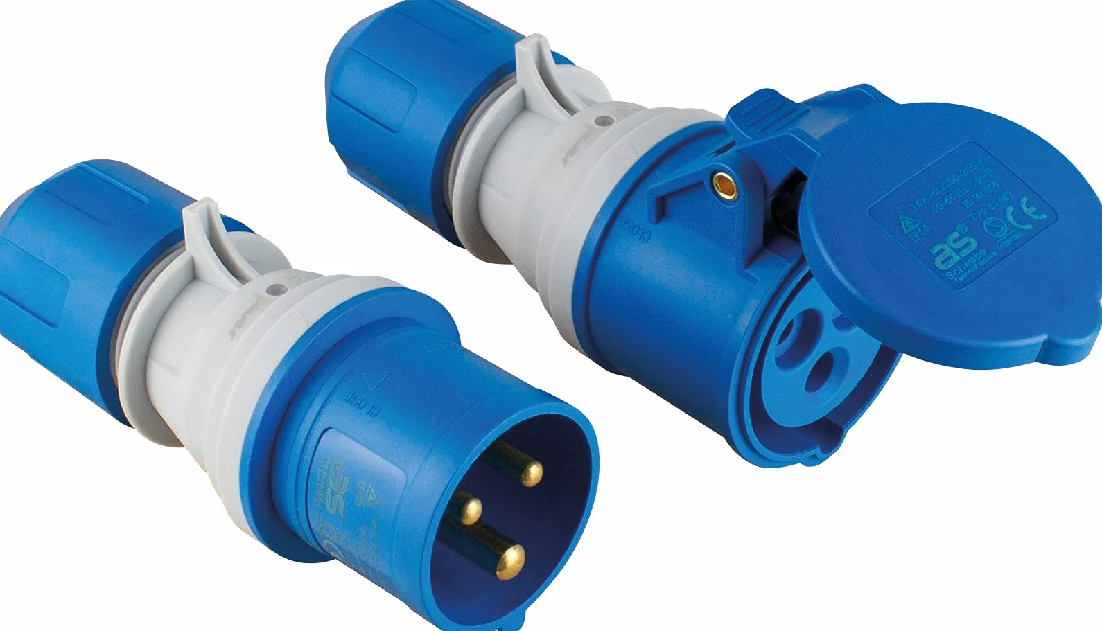 as - Schwabe - Cable de extensión para exteriores 1.5 m con nuevo indicador de tensión, enchufe y toma de corriente CEE, 3 polos, 230 V /16 A, protección contra agua en exteriores IP44, negro