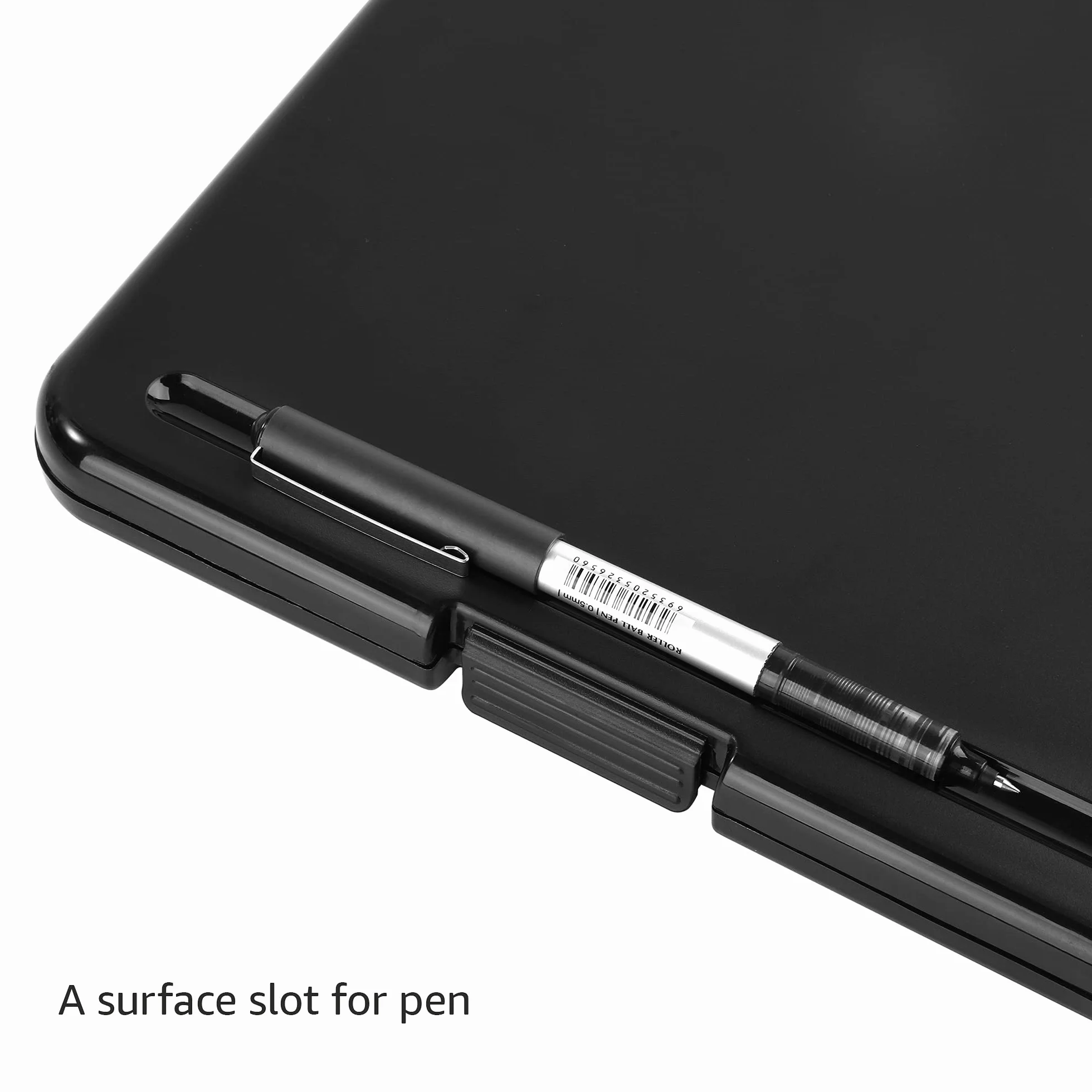 Amazon Basics Portapapeles de plástico con almacenamiento, negro, 2 unidades