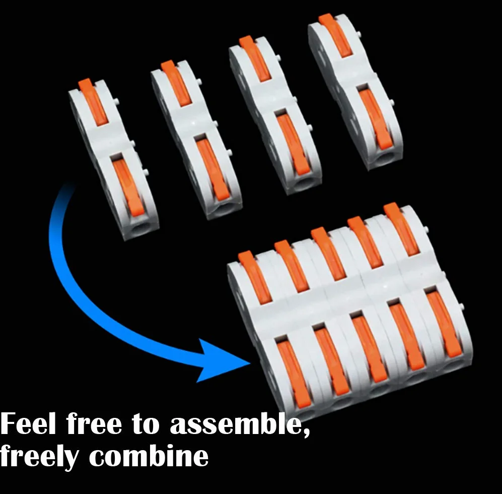 CESFONJER Lever-Nut Surtidas Conector, Bloque de Terminales de Barra de Presión Bilateral, Conductores de Surtido Conectores de Cable Compacto SPL-1 (Paquete de 24)