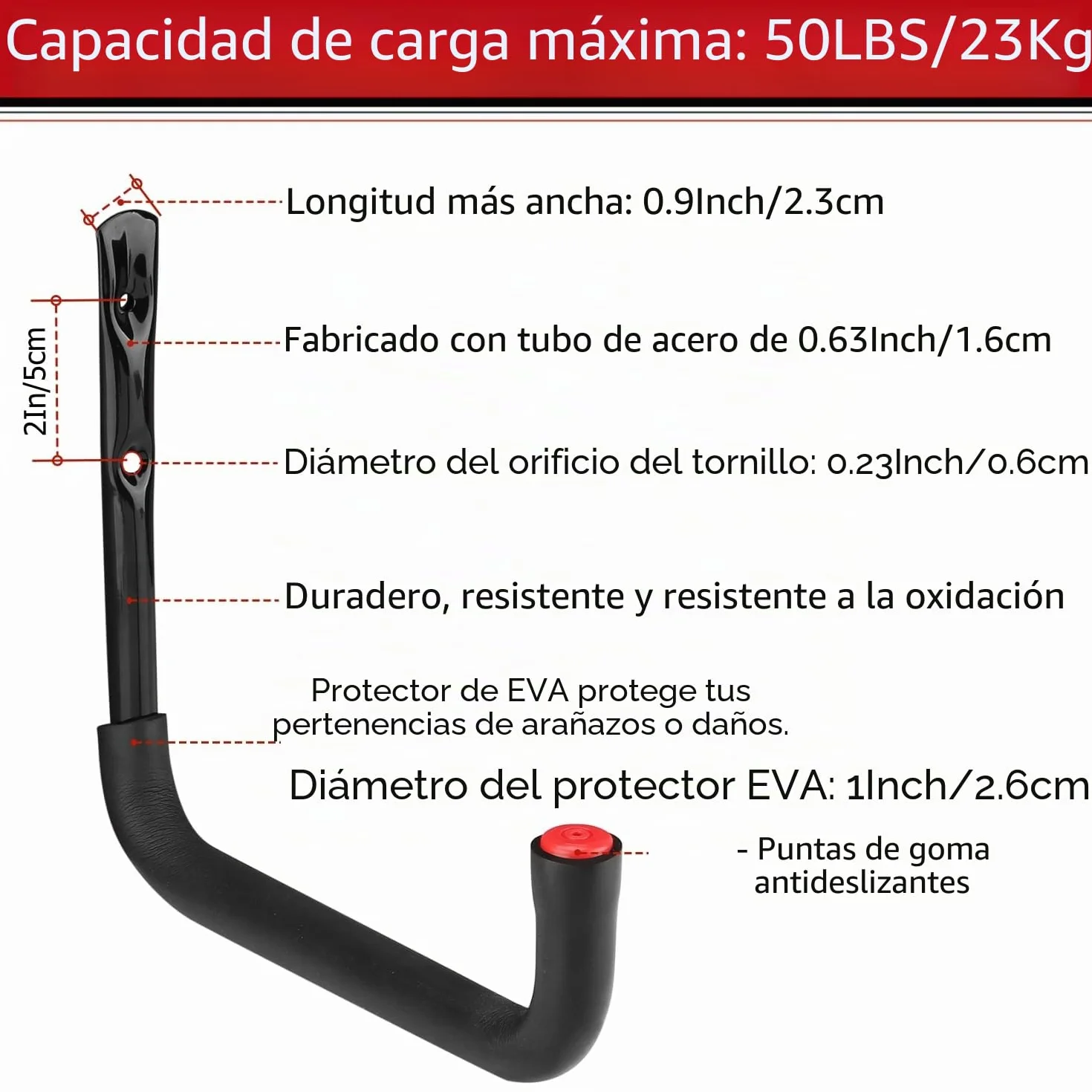 Ganchos de almacenamiento resistentes para garaje, colgador de almacenamiento de escaleras de 25 cm para montaje en pared para escalera, bicicleta, herramientas de jardín, silla plegable, pala