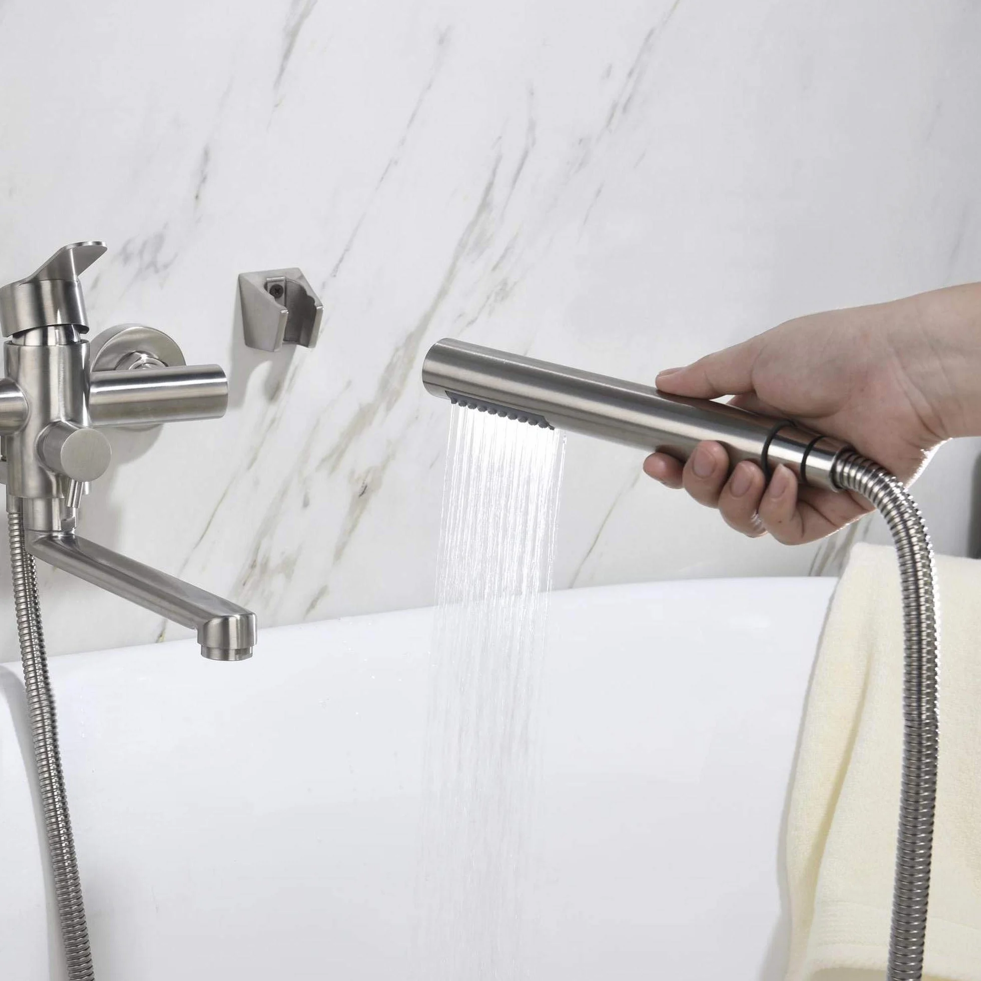 HomeLava Grifo Bañera y Ducha Monomando Acero Inoxidable 304 Instalación Pared Cepillado