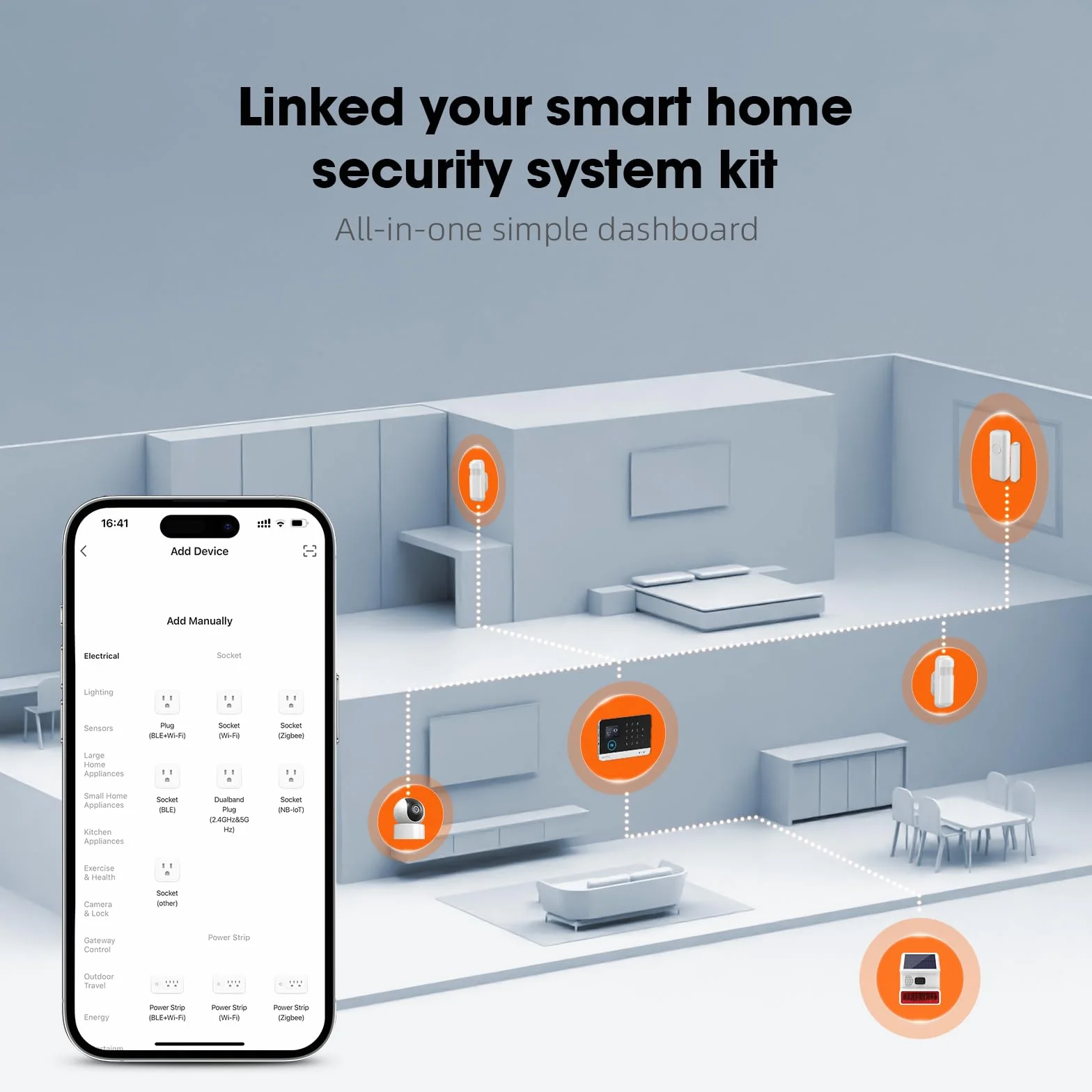 Sistema de Alarma para el hogar con cámara 1080P, Sistema de Alarma antirrobo gsm WiFi de 26 Piezas con aplicación de teléfono, Sirena de Alarma 120b, Compatible para Casas y Apartamentos.