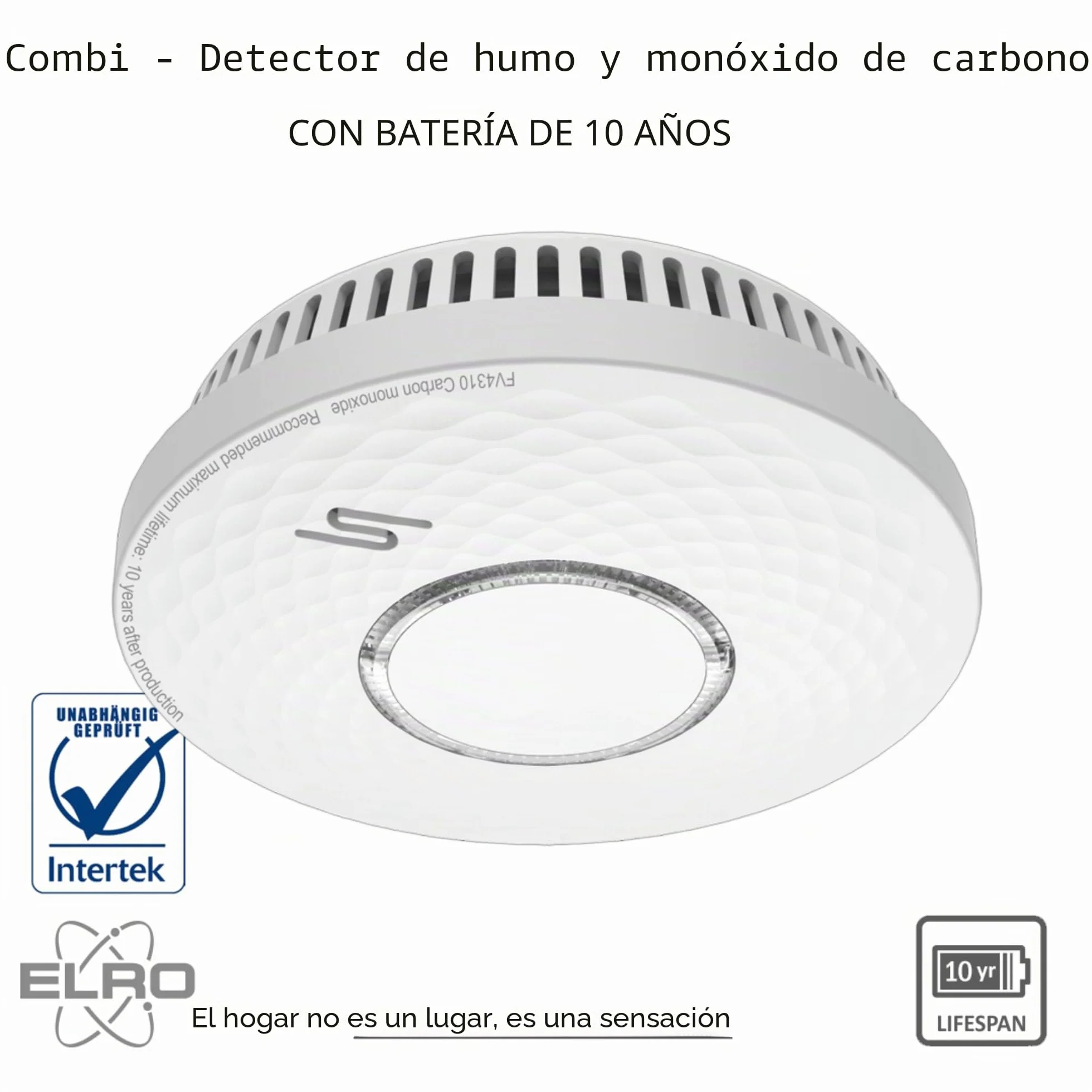 ELRO FV4310 Detector Combinado - Detector de Humo y monóxido de Carbono con batería de 10 años de duración