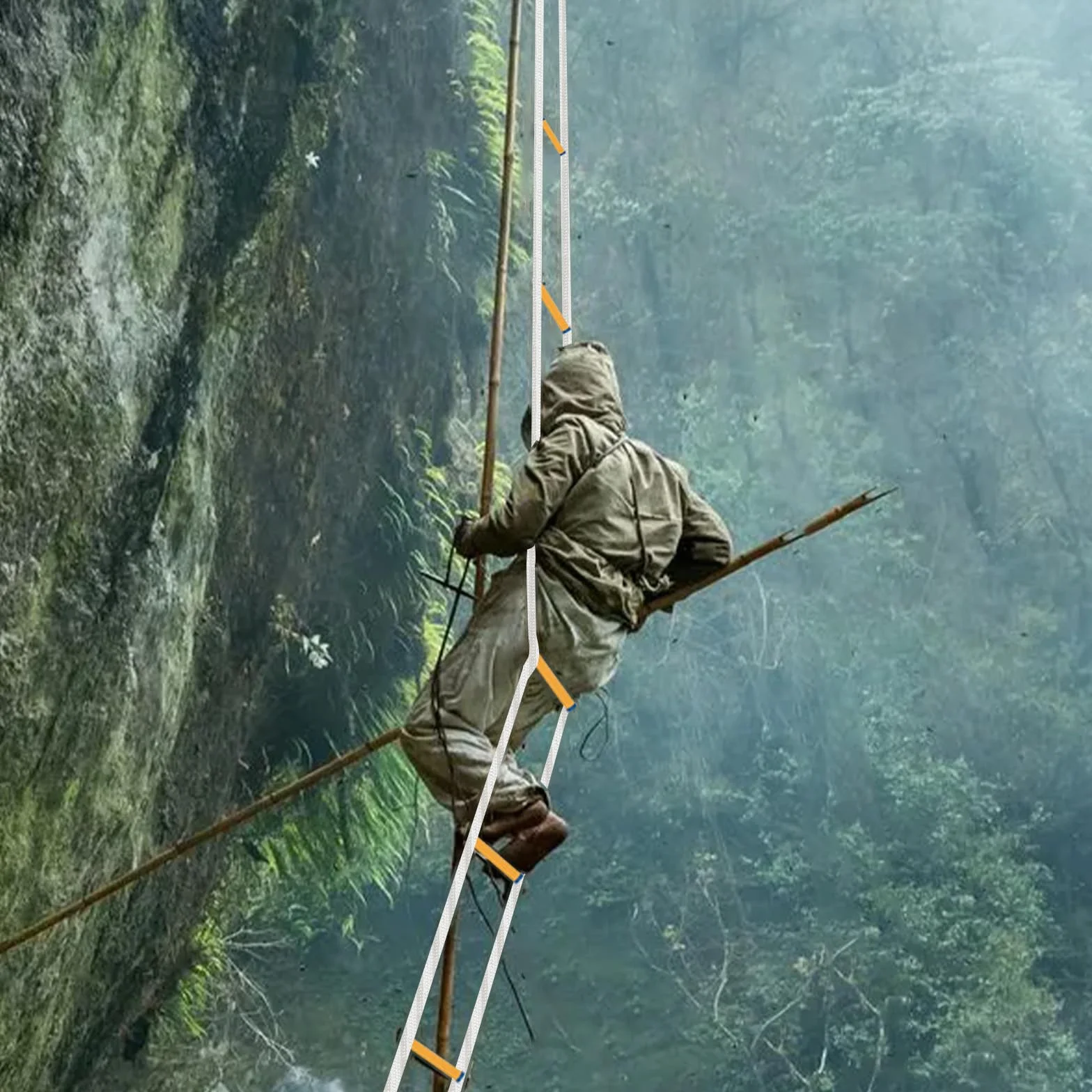 Escalera de incendios con 2 mosquetones, escalera de cuerda, resistente al fuego, 7,5 m, 10 m, 12 m hasta 200 kg, para lucha contra incendios, ayuda de emergencia, salvavidas (10 m)