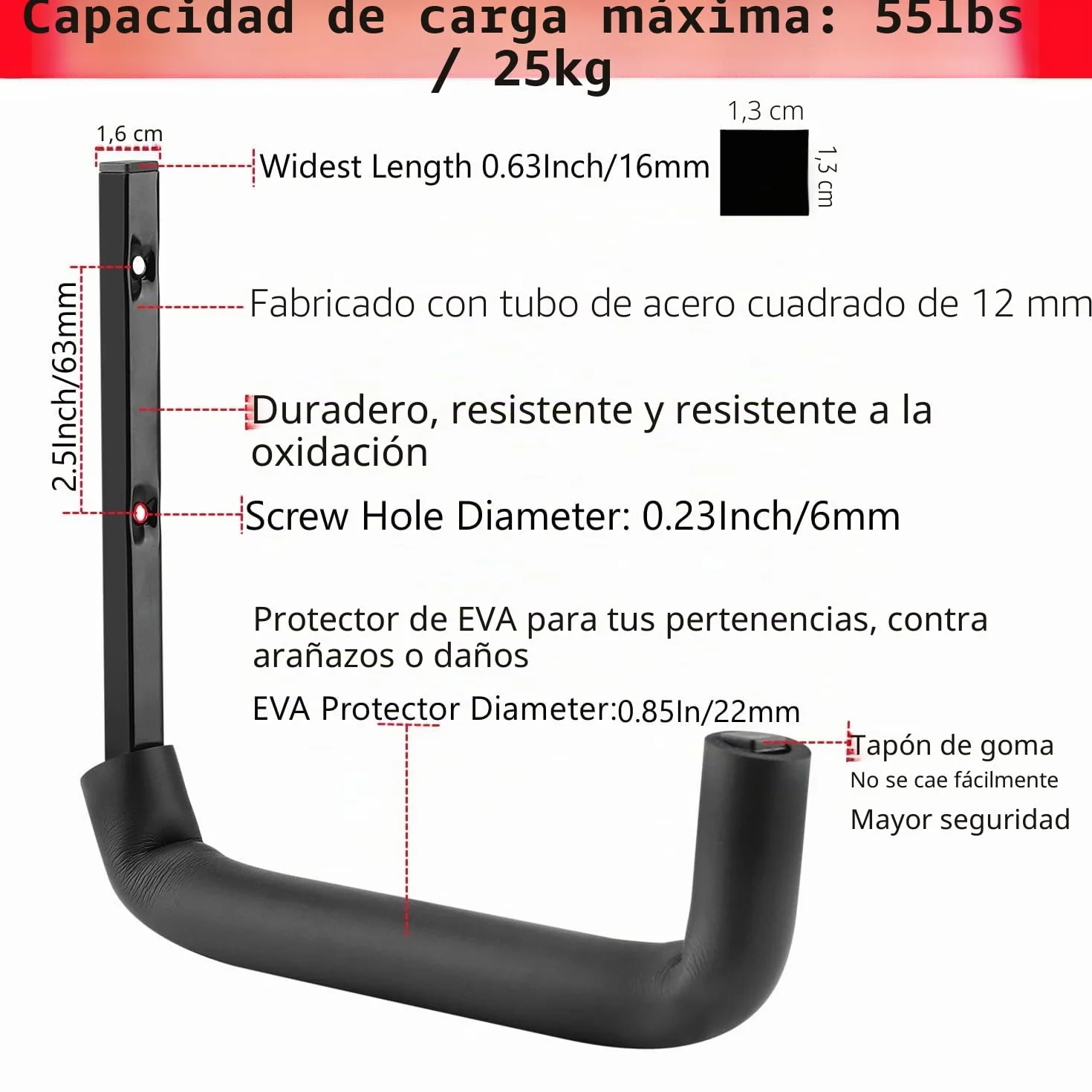Ganchos de garaje, ganchos de garaje resistentes de 10 pulgadas, ganchos de almacenamiento de montaje en pared para herramientas de jardín, escaleras, bicicletas, artículos voluminos