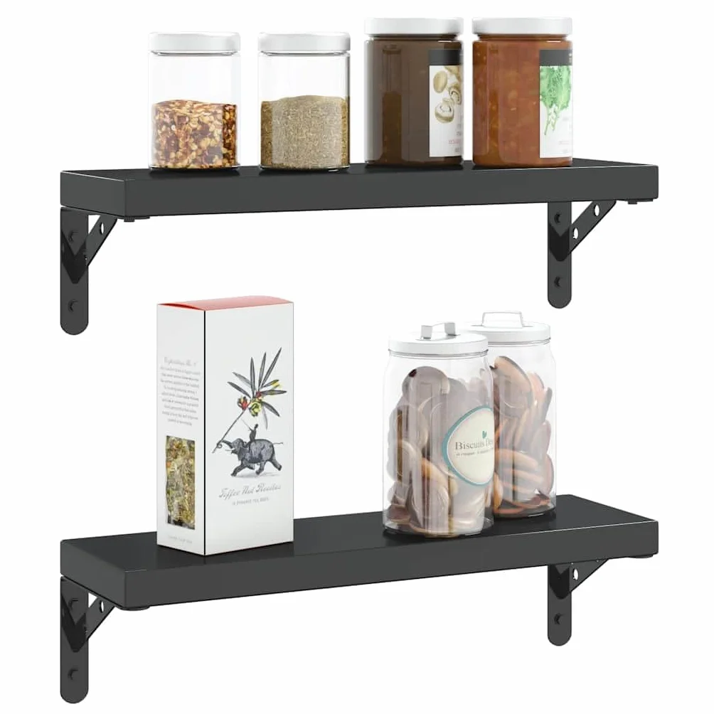 4 soportes para estanterías, 15 x 2,5 x 11,5 cm, acero inoxidable negro, 3 mm de grosor, 50 kg de carga, para estanterías de pared DIY, soportes robustos para estanterías, estanterías de