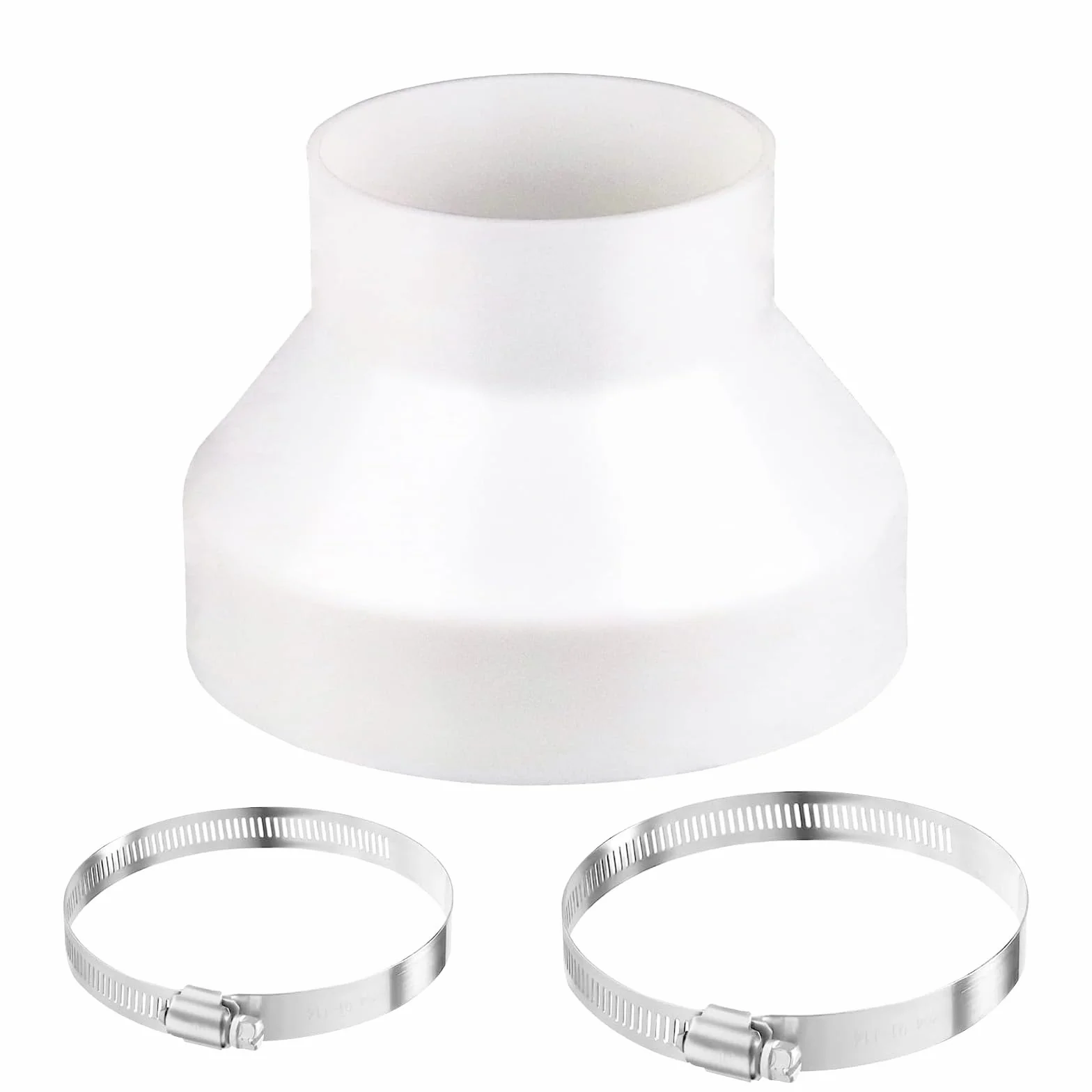 Adaptador de Conducto 150 mm a 100 mm, Tubo Reductor 150 a 100 Tubo Campana Extractora Reductor Universal para Sistema de Ventilación con 2 Abrazaderas, Adaptador para Conectar Conductos(ABS)