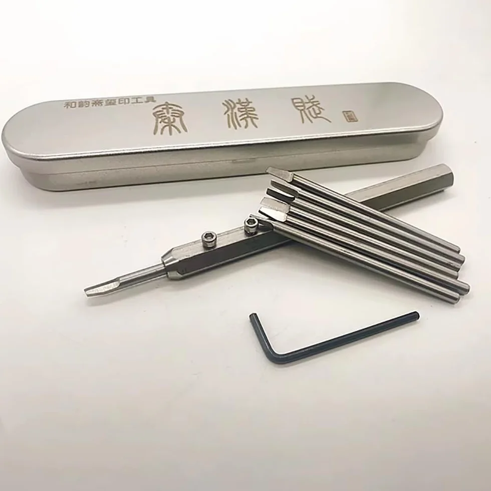 Toplionace Juego Profesional de 8 Piezas para Grabado de Sellos de Cobre con Cuchillas Intercambiables de Acero de Alta Velocidad y Estuche Metálico.
