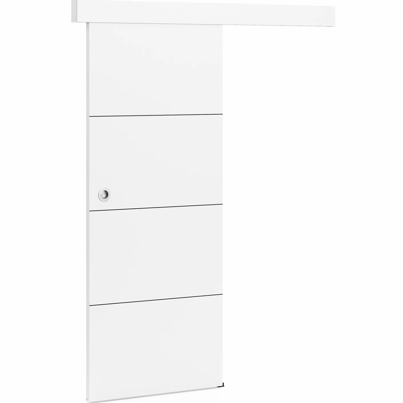 IDMarket - Juego de puerta corredera blanca de 83 cm con riel y fijaciones