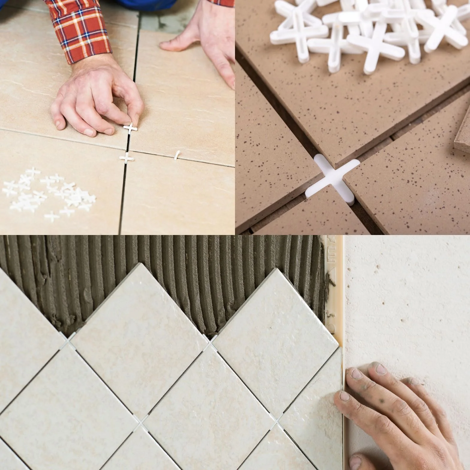 QUARKZMAN 300 Piezas Separadores de Azulejos 1mm 3/64" Separador de Plástico en Cruz para la Instalación de Azulejos de Pared y Suelo, Blanco