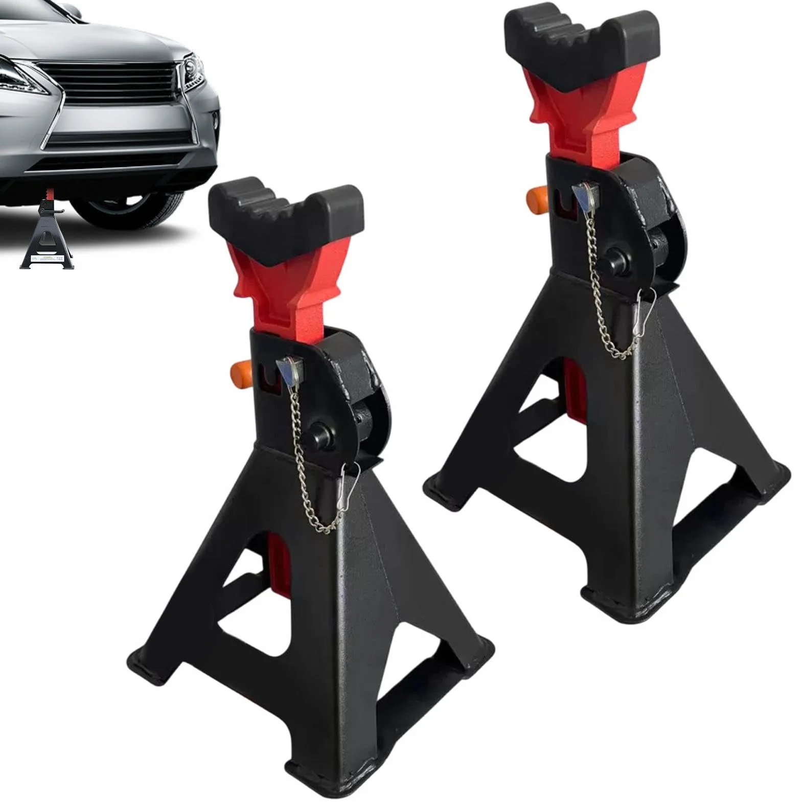 Caballetes 3 Toneladas 3/6 Toneladas Trabajo Pesado Altura Ajustable Con | Soporte Coche Portátil Para Remolques Camiones Vehículos Automoción SUV Motocicletas Garaje