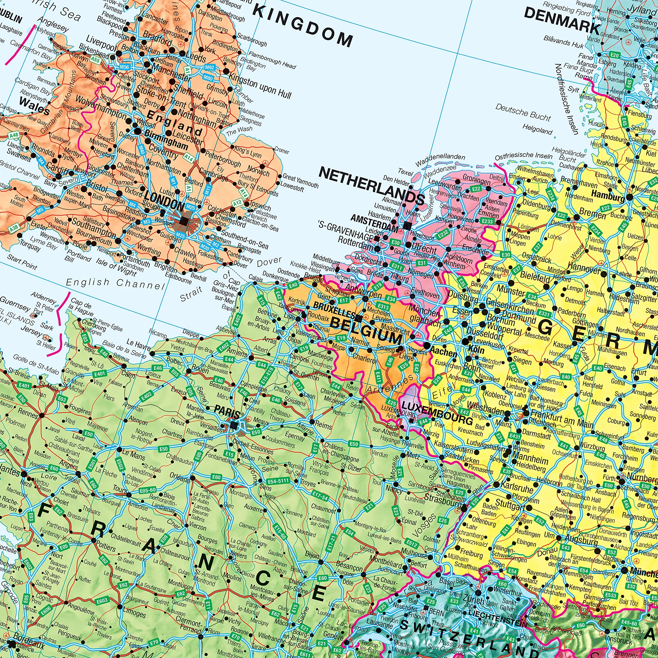 Mapa político de Europa grande para colgar - plastificado - 118,9 x 84,1 cm - Maps International