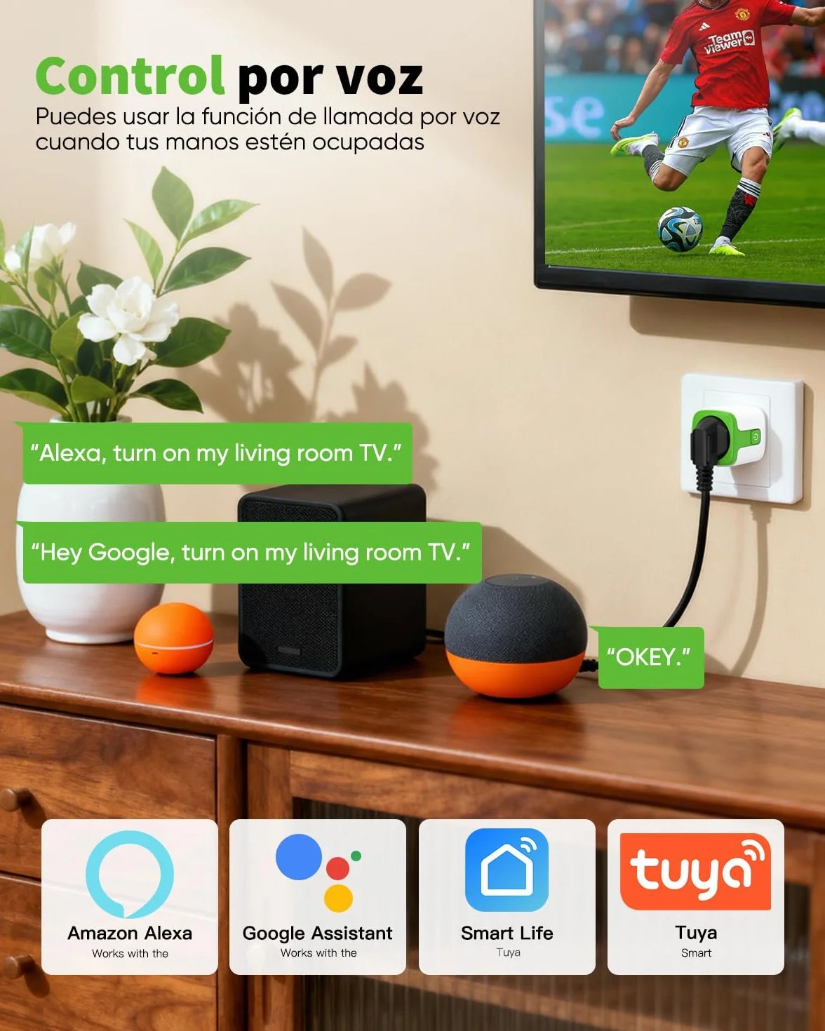 GreenSun Enchufe WiFi con Medidor, Smart Life y Alexa, 4 Uds | Control por app o voz, mide el consumo y permite crear horarios y temporizadores. Compatible con Alexa y Smart Life