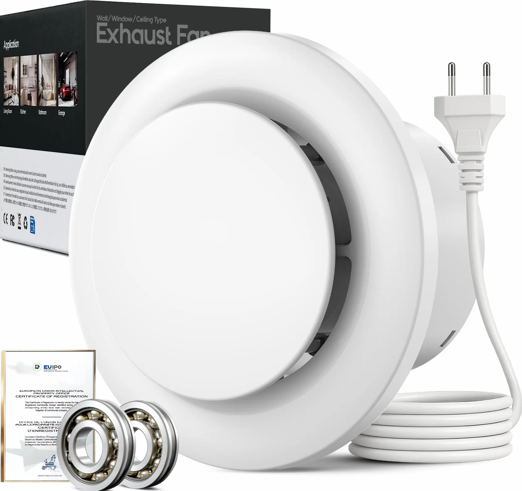 Extractor de Aire 100mm 130m³/h 12W Silencioso Ventilador de Baño Tubo