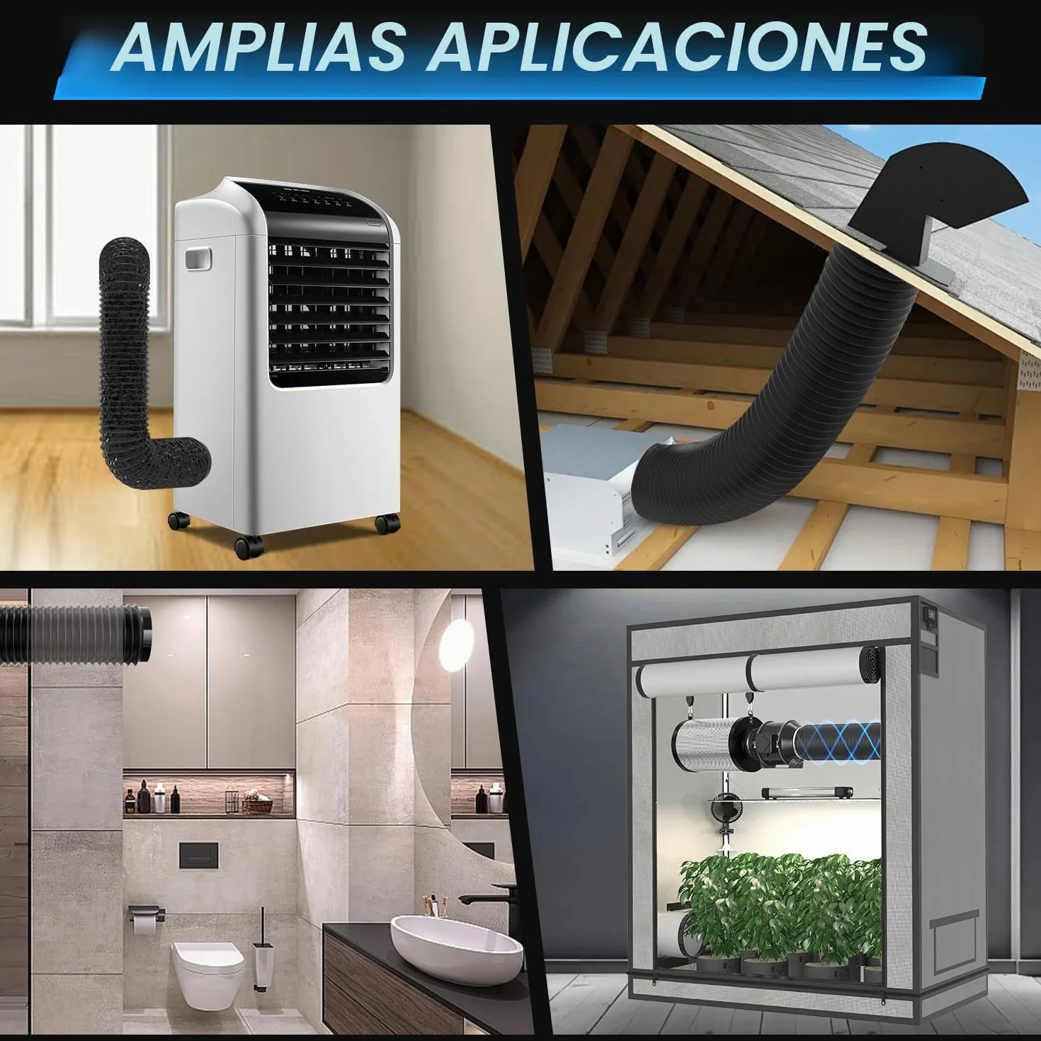 Aygrochy Manguera de ventilación de PVC de 150 mm, manguera de ventilación de 6 metros con 2 abrazaderas de manguera de acero inoxidable para aire acondicionado móvil, secadora, ventilador de